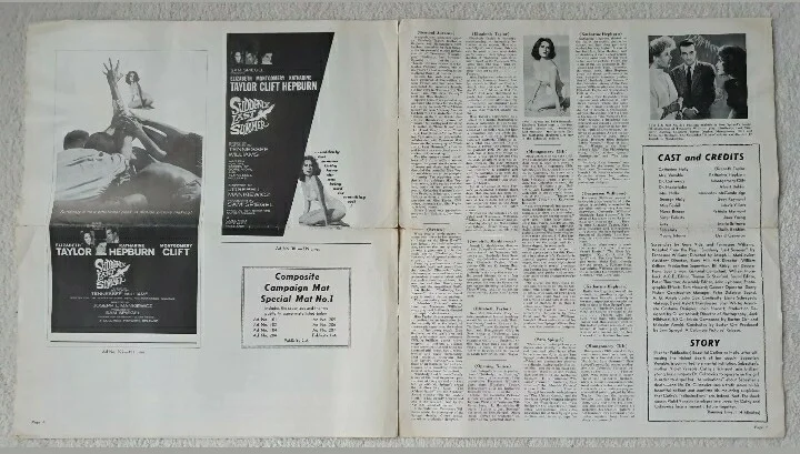SUDDENLY LAST SUMMER VINTAGE 1960 US PRESSBOOK LIZ TAYLOR, HEPBURN, CLIFT - CUTS, изображение 5