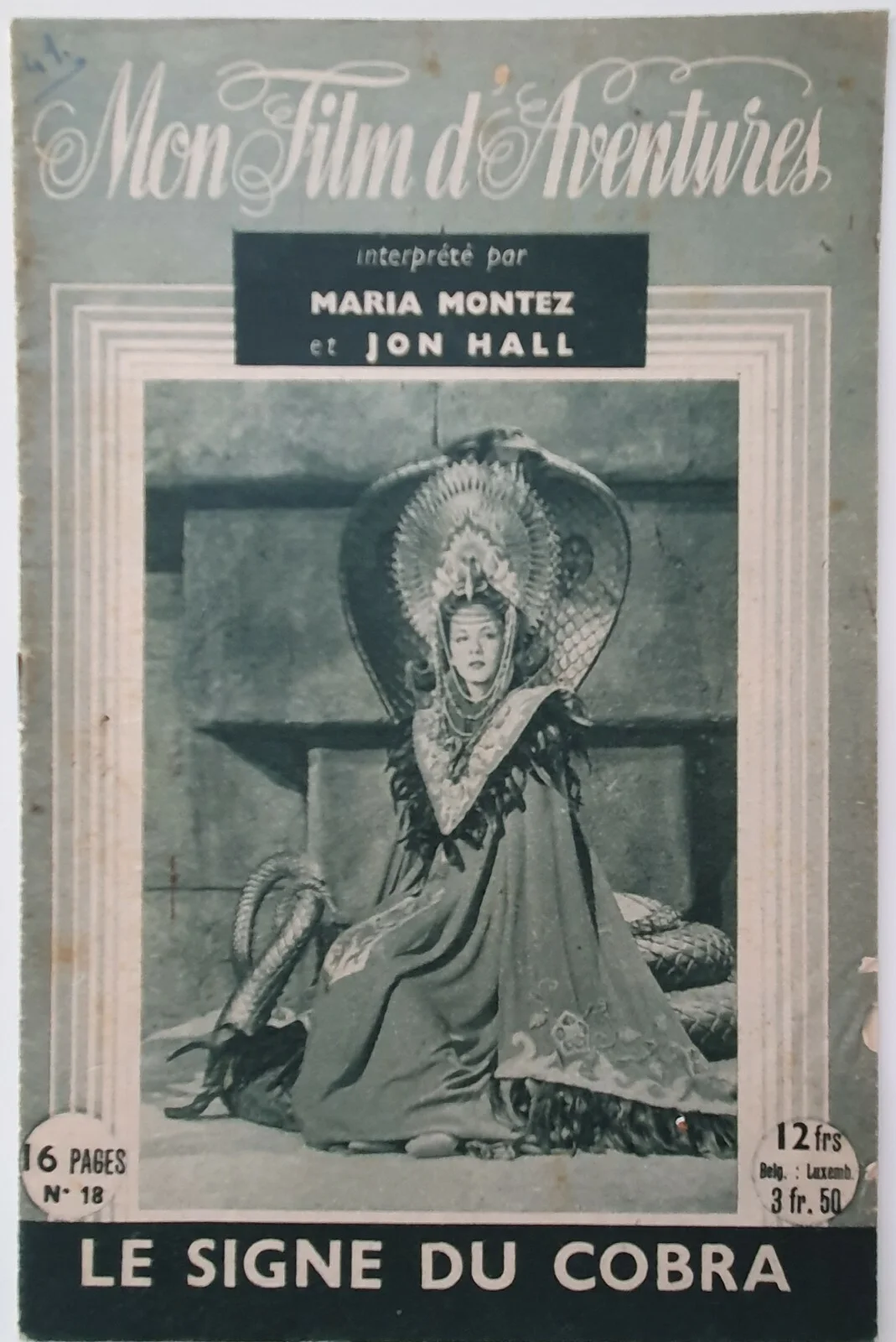 COBRA WOMAN - 2 VINTAGE 1944 FRENCH / DANISH MOVIE PROGRAMS - MARIA MONTEZ, SABU, image 2