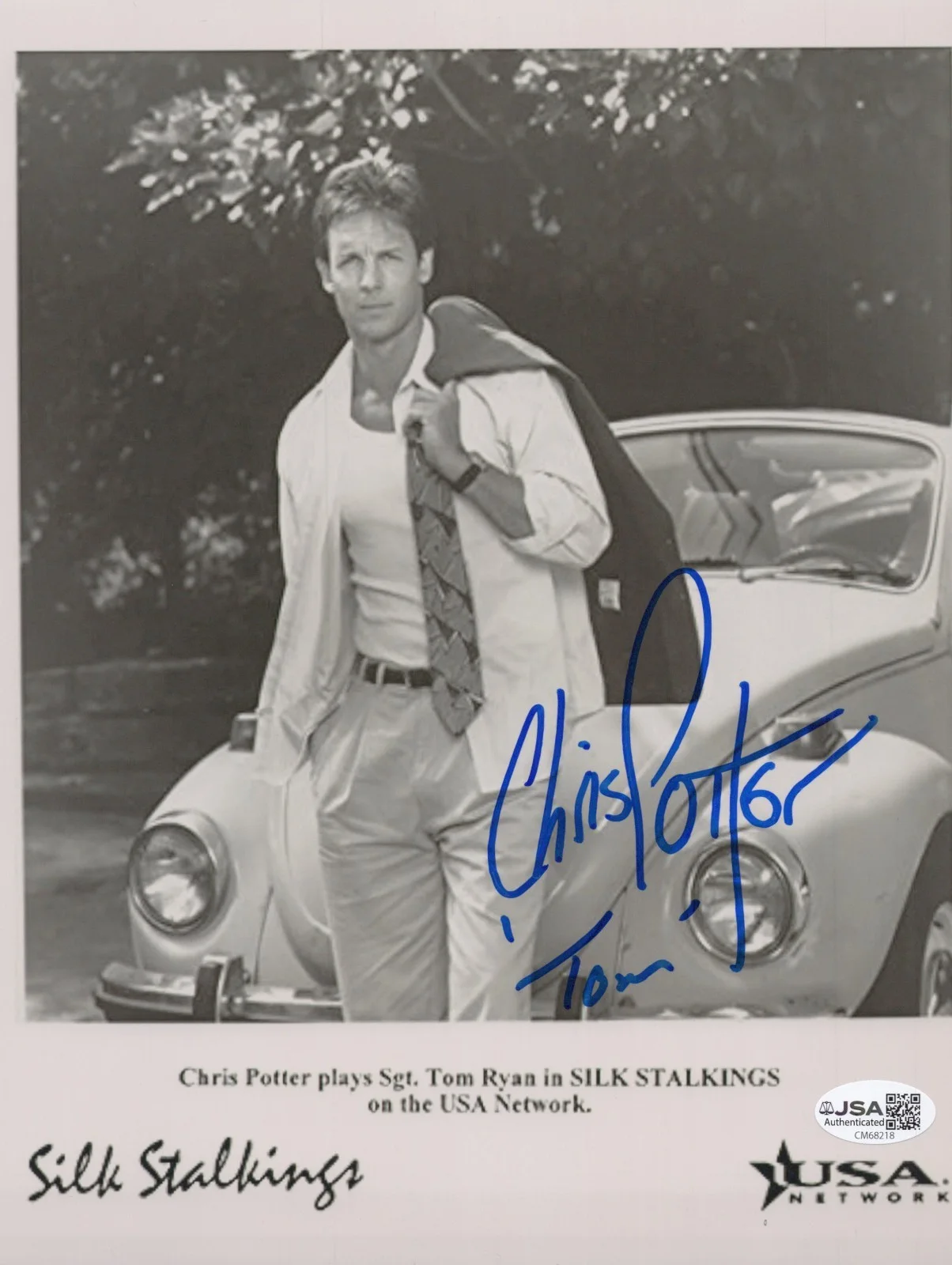 CHRIS POTTER — CHRIS POTTER Signed SILK STALKINGS 8x10 Photo SGT. TOM RYAN AUTOGRAPH JSA COA