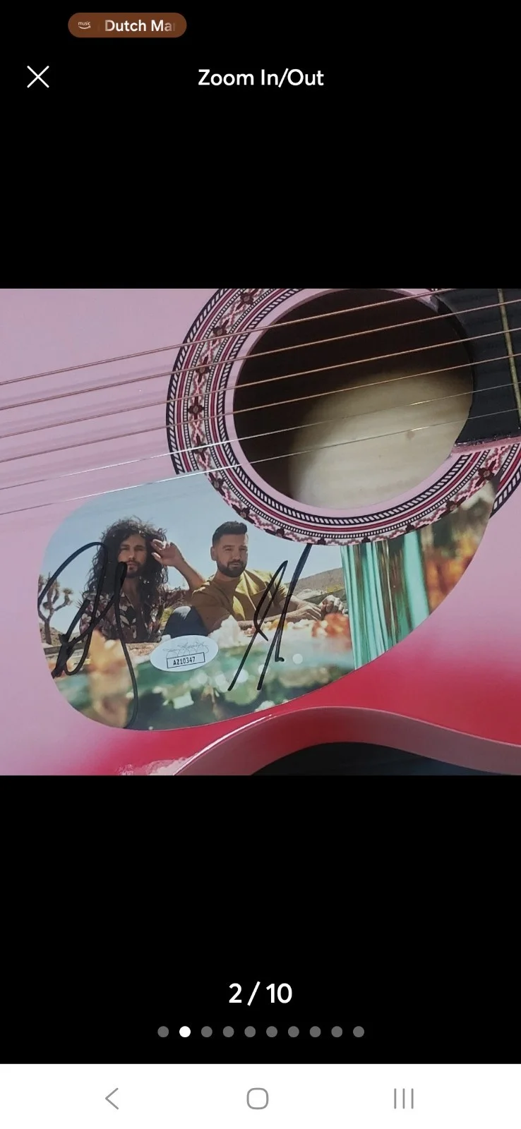 Dan and Shay Dual-Signed Autograph Custom Acoustic Guitar Pink JSA COA, изображение 2