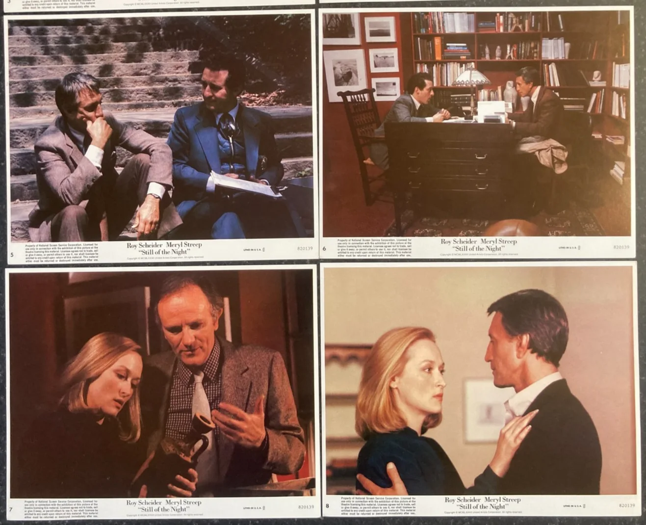 STILL OF THE NIGHT 1982 Original Movie US Lobby Card Set 10x8 Scheider & Streep, изображение 3