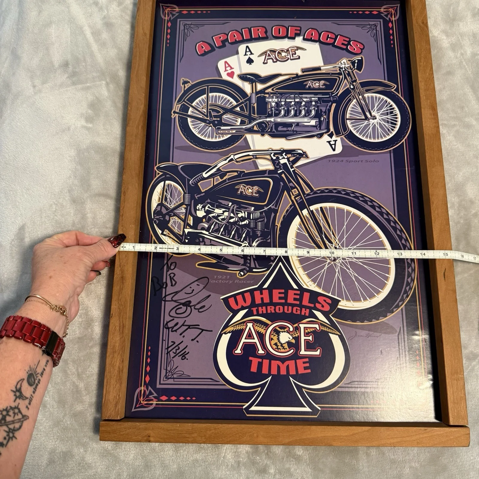 Vintage “A Pair Of Aces” Wheels Through Time Signed Motorcycle Art, Dale Walsker, image 4