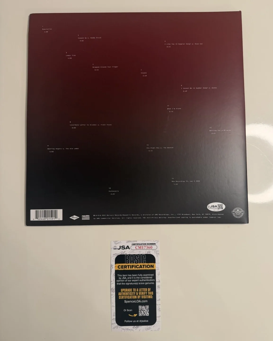 Post Malone Autographed Twelve Carat Toothache Vinyl Record Star JSA COA, image 2