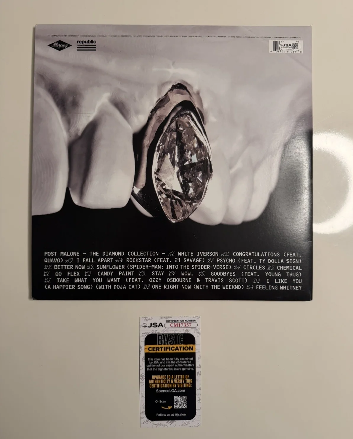 Post Malone Autographed The Diamond Collection Vinyl Record JSA COA, image 2