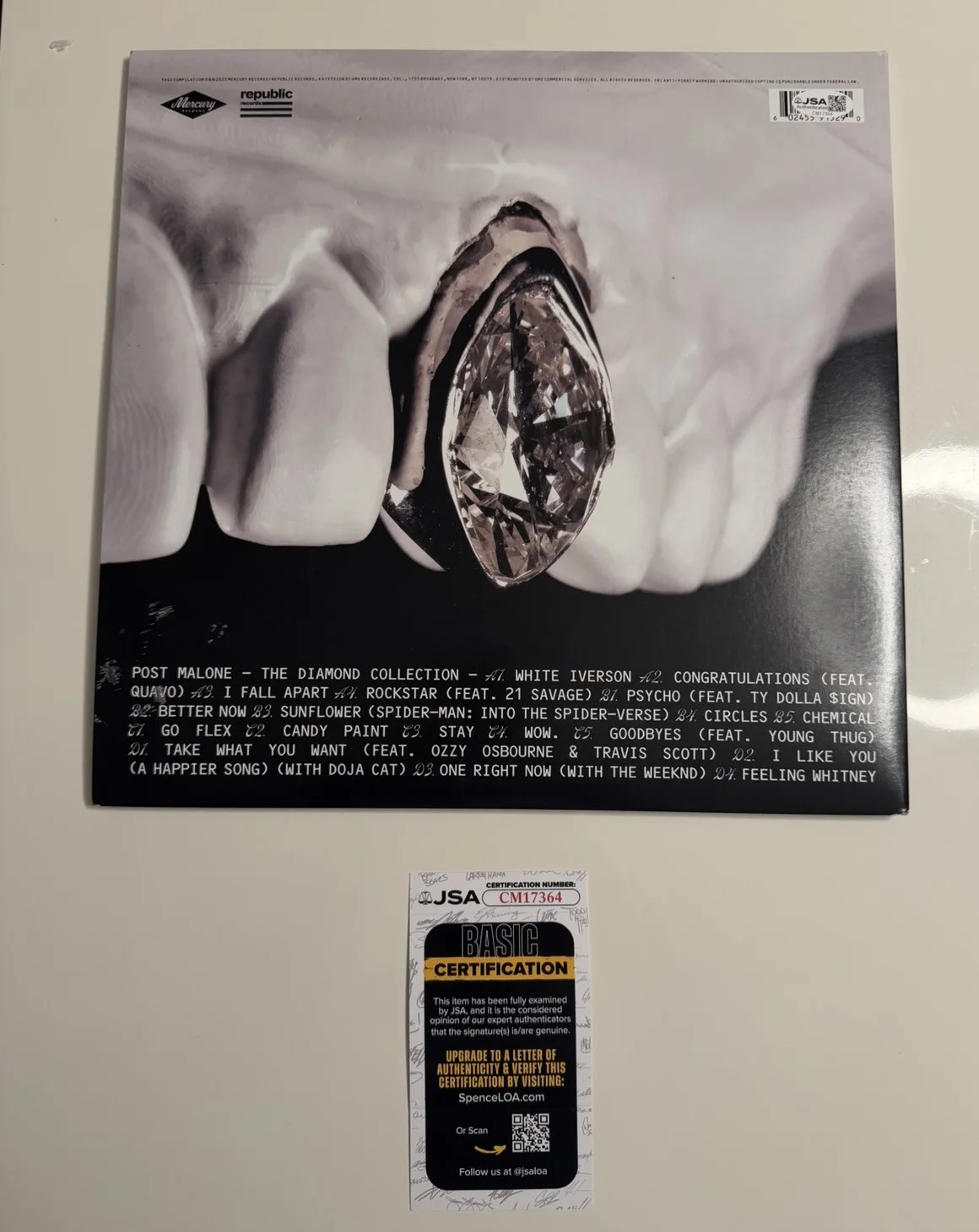 Post Malone Autographed The Diamond Collection Vinyl Record JSA COA, image 2