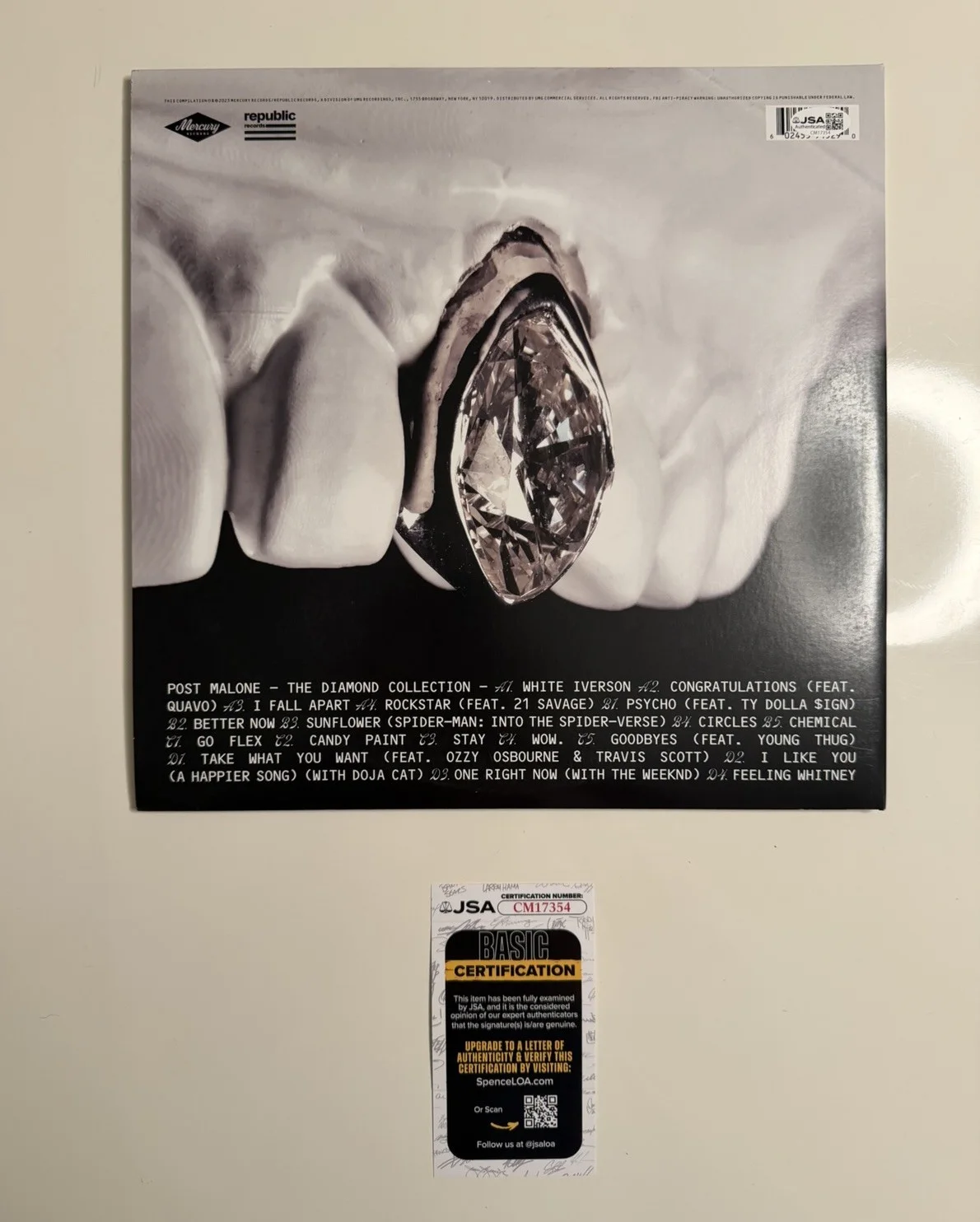 Post Malone Autographed The Diamond Collection Vinyl Record JSA COA, image 2