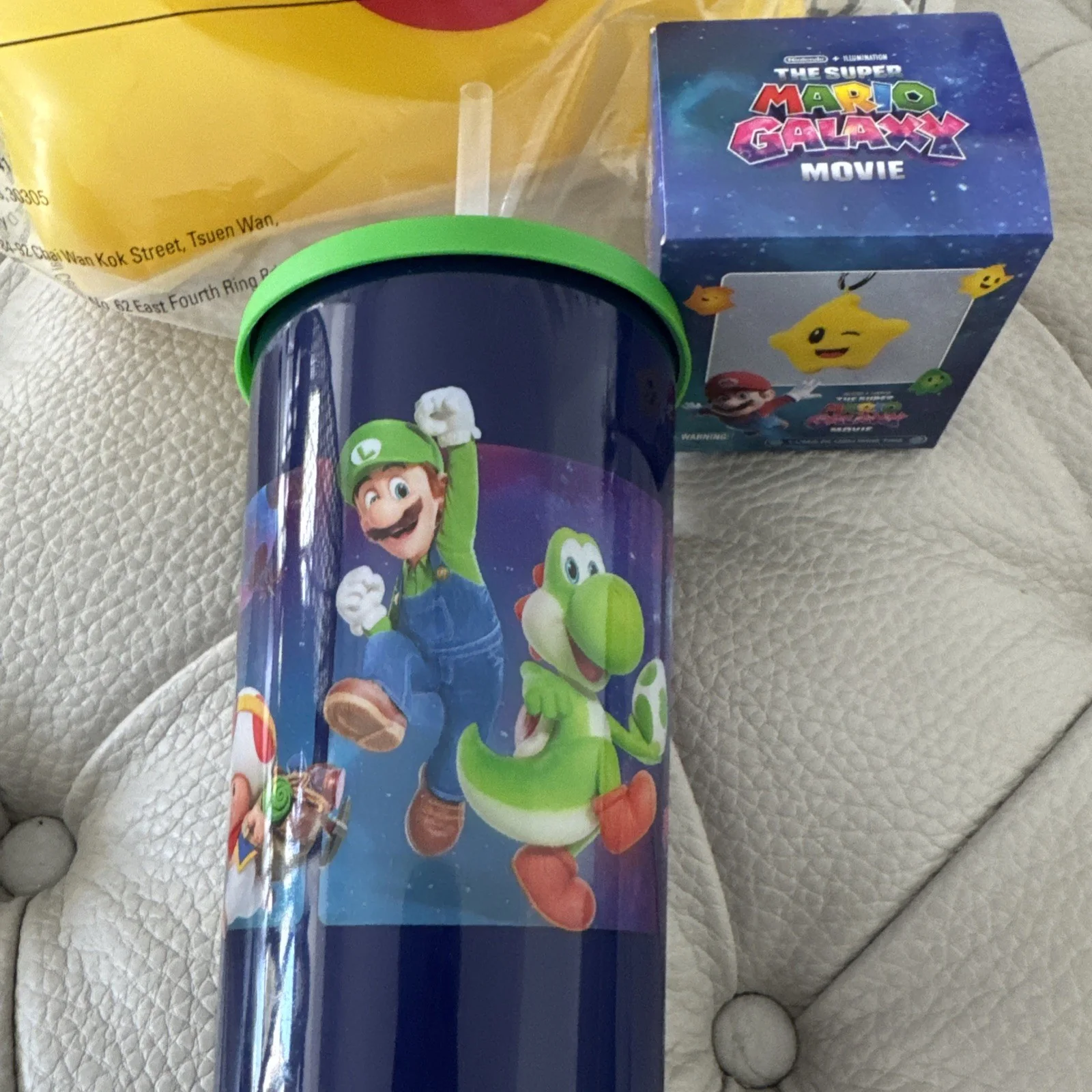 Super Mario Galaxy Movie Yellow Luma Star Popcorn Bucket & Plush Cup Bundle Set, image 4