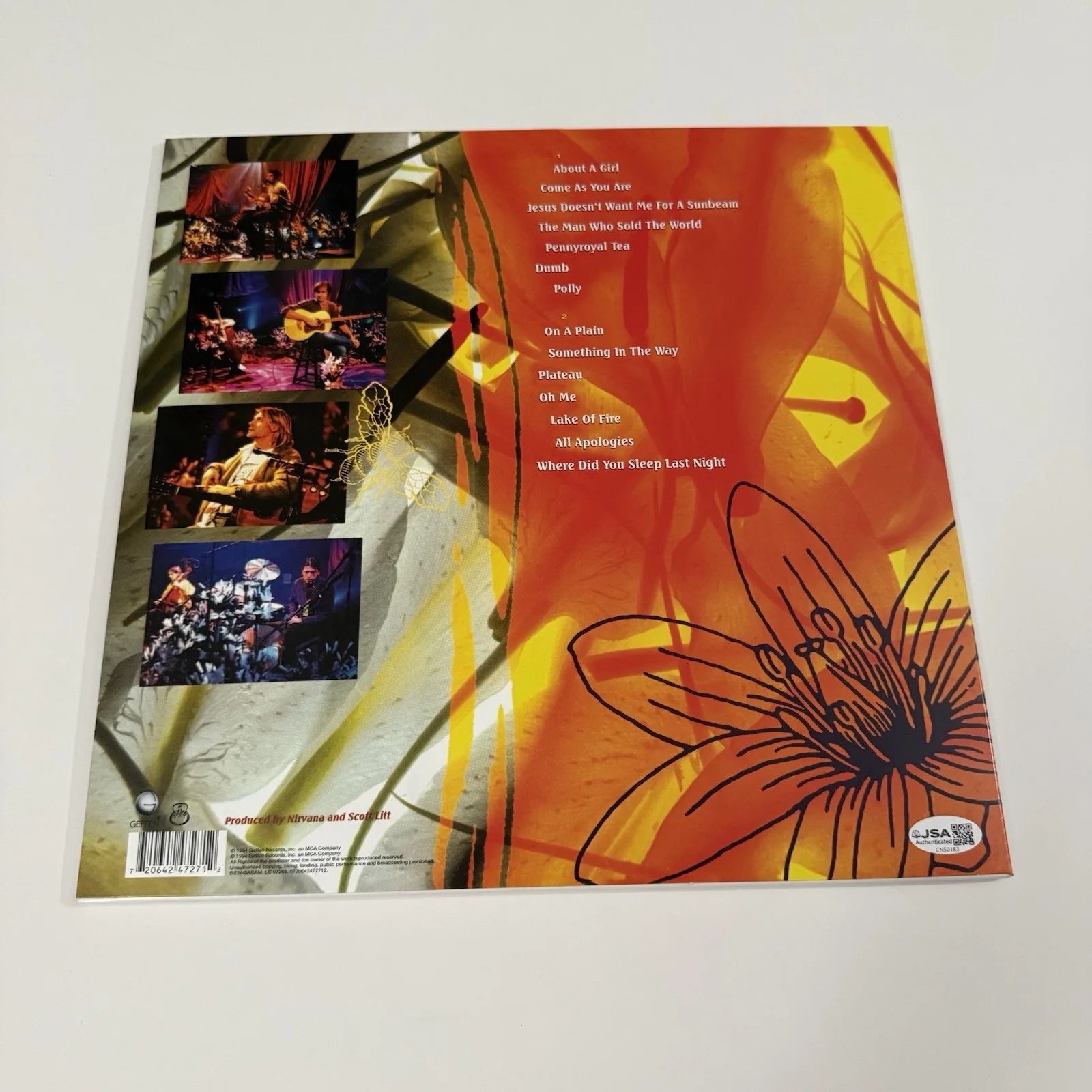 KRIST NOVOSELIC NIRVANA SIGNED MTV UNPLUGGED IN NEW YORK VINYL RECORD JSA COA, image 3