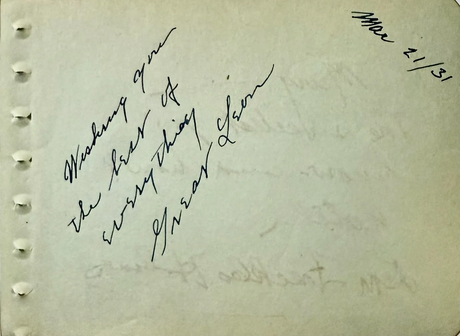 Leon Freckles Holmes, Leon The Great Mandrake — LEON HOLMES & LEON MANDRAKE Dual Signed Autographed 4 x 5 ALBUM PAGE 1931 MAGIC, изображение 4