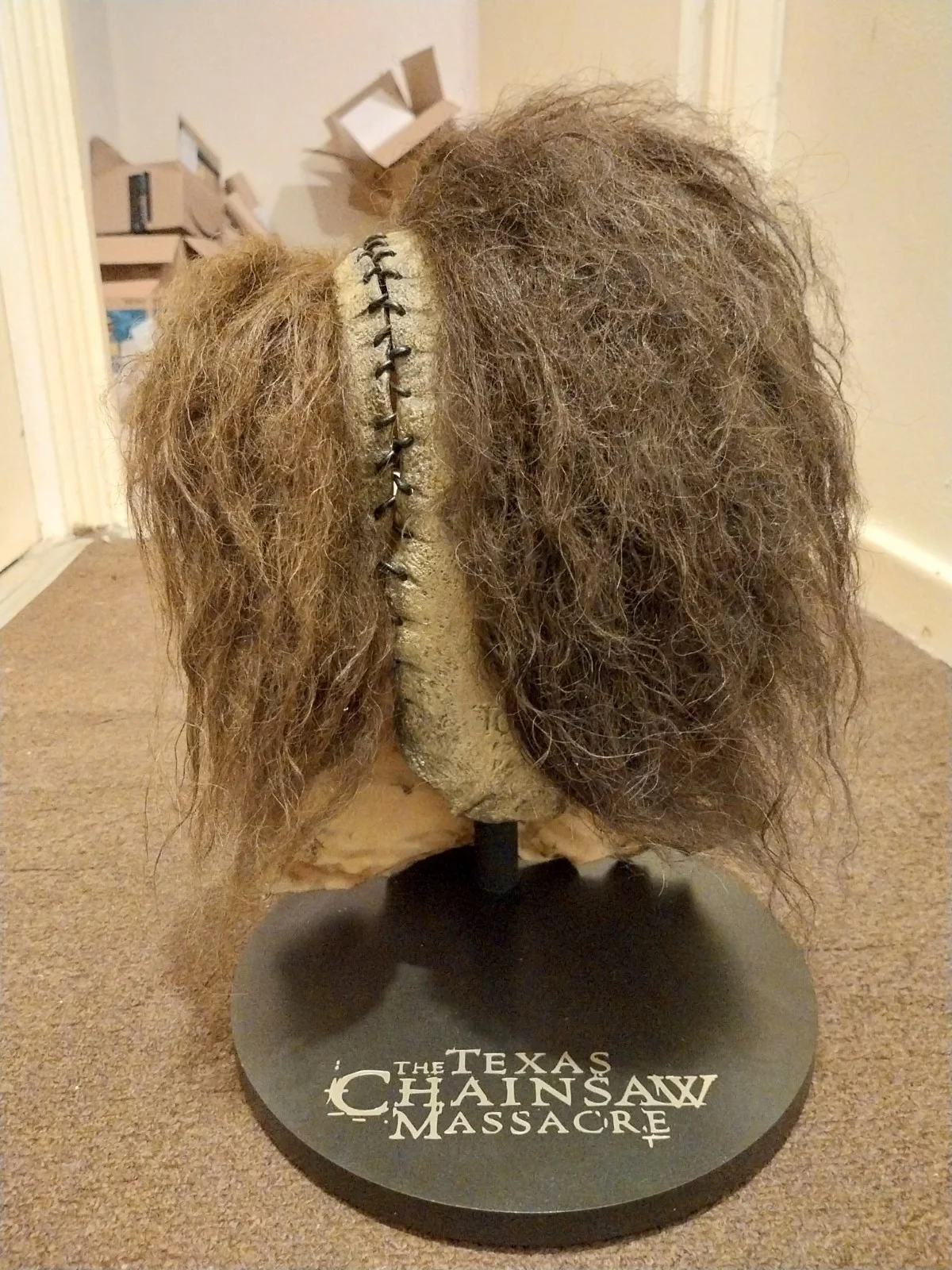 The Texas Chainsaw Massacre 2003 Mask Rehaul By Horrorschoolcustoms + stand, image 4