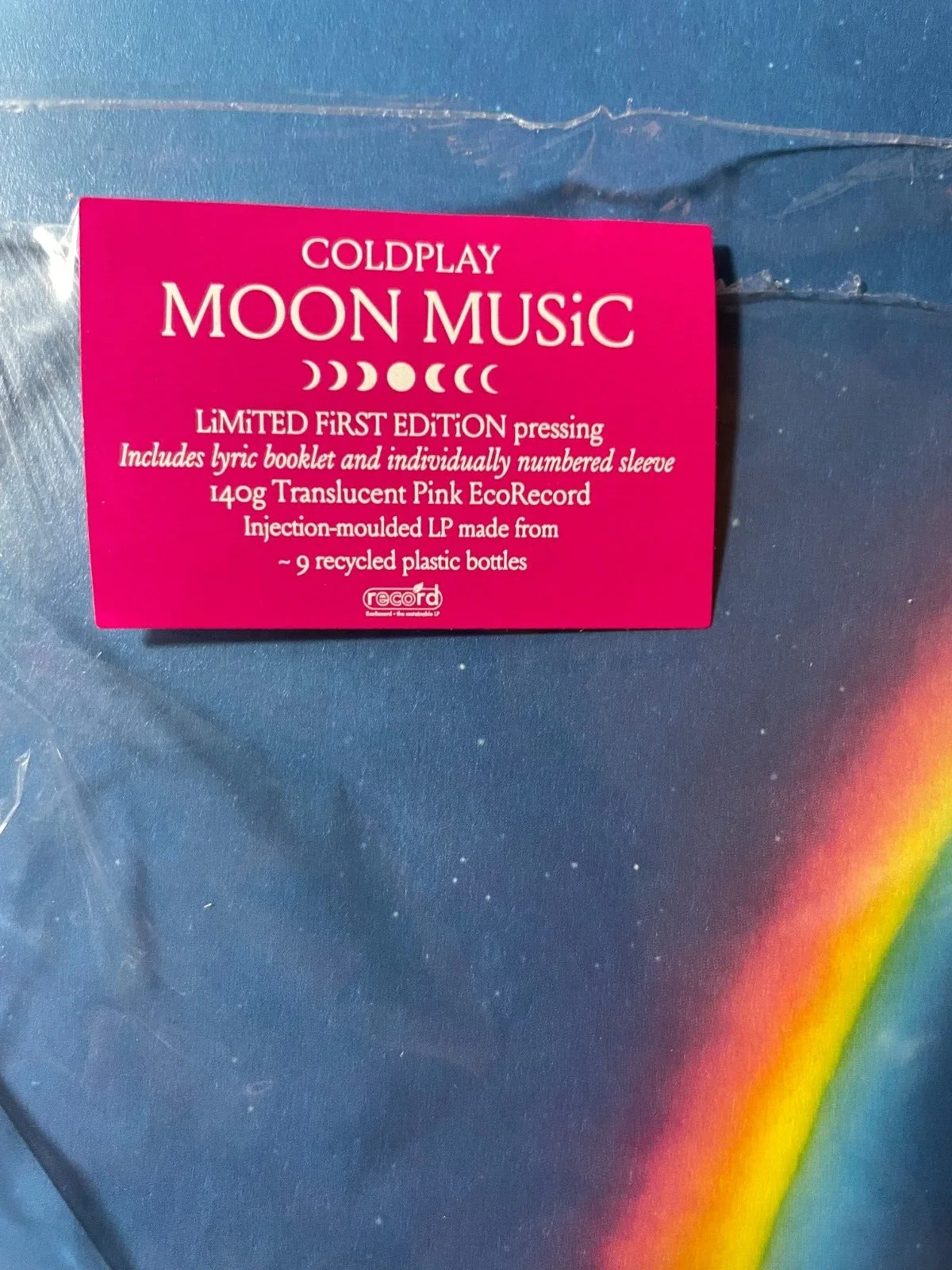 COLDPLAY Moon Music EcoRecord Pink Vinyl SIGNED Art Card Chris Martin 2024, image 3