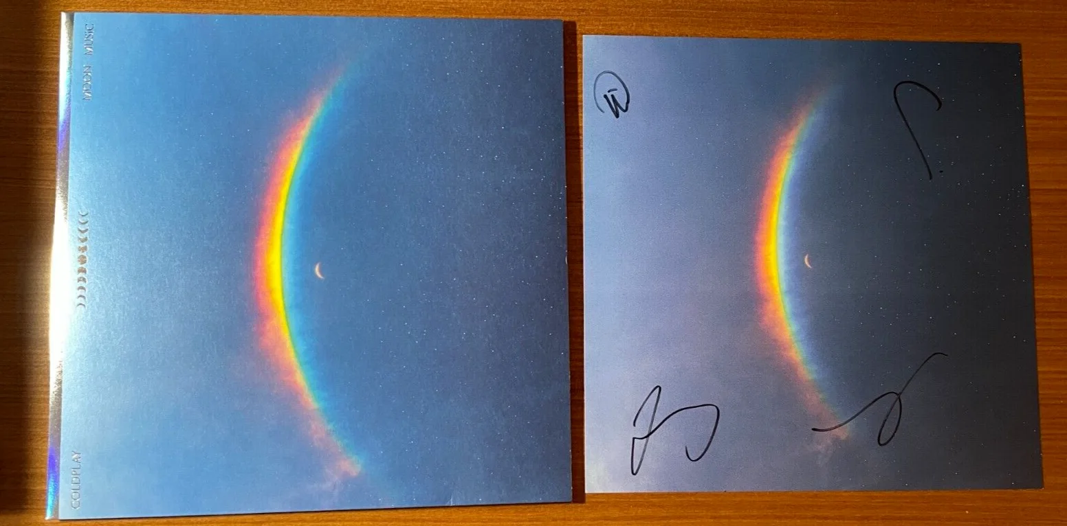 COLDPLAY Moon Music EcoRecord Pink Vinyl SIGNED Art Card Chris Martin 2024, image 5