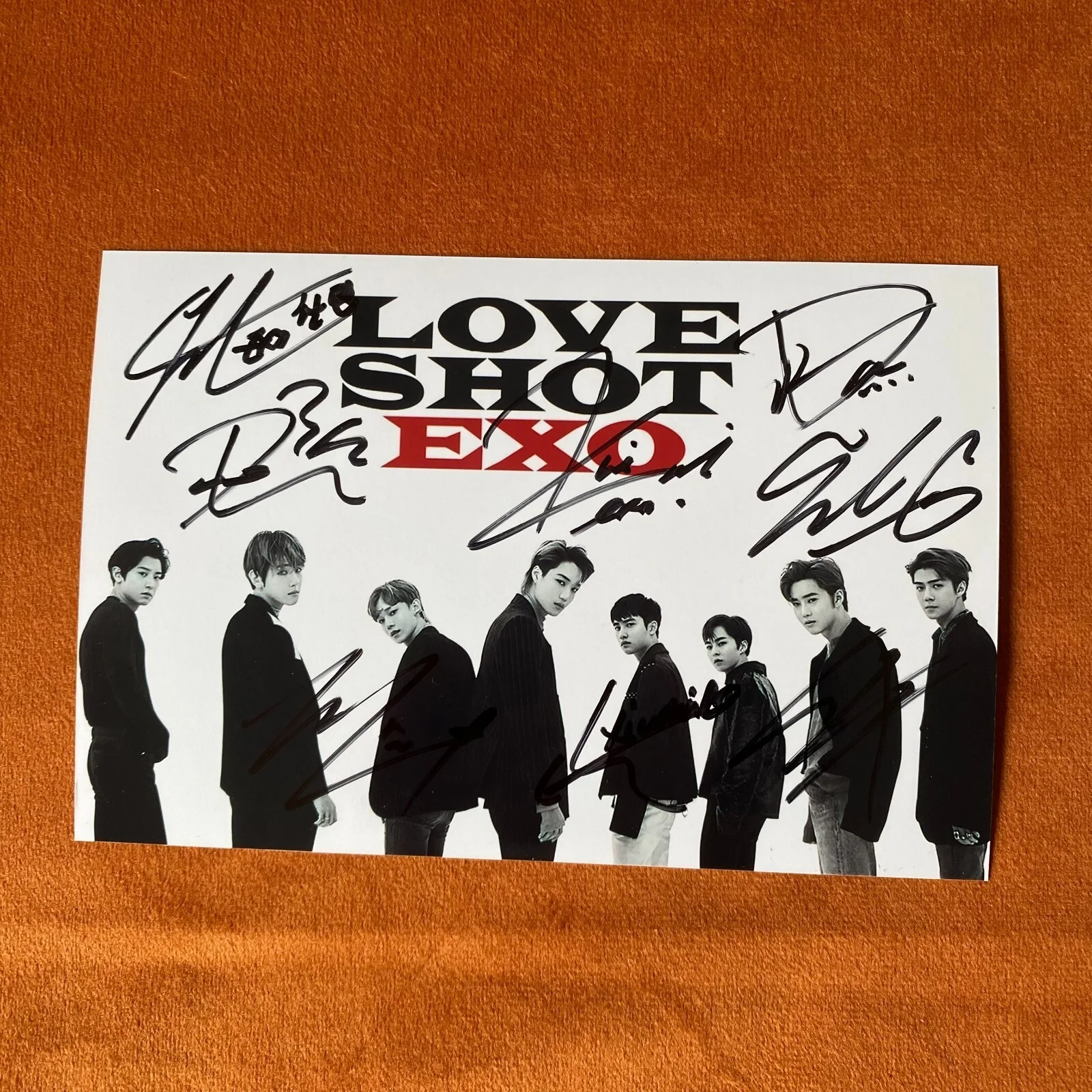 EXO Autographed Signed Photo ALL MEMBERS Autographs LOVE SHOT 4*6 KPOP 2020, image 3