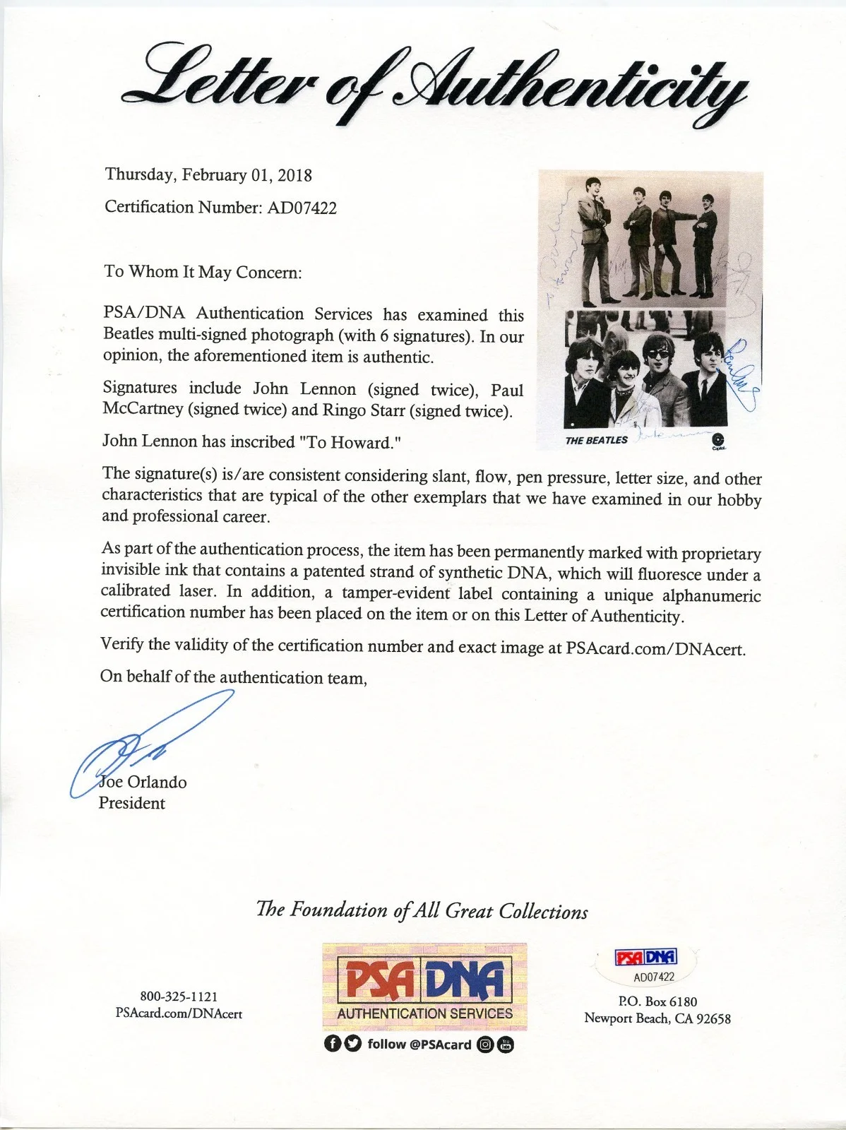 THE BEATLES Double Photo Signed Twice By JOHN PAUL & RINGO PSA/DNA Authenticate, изображение 2