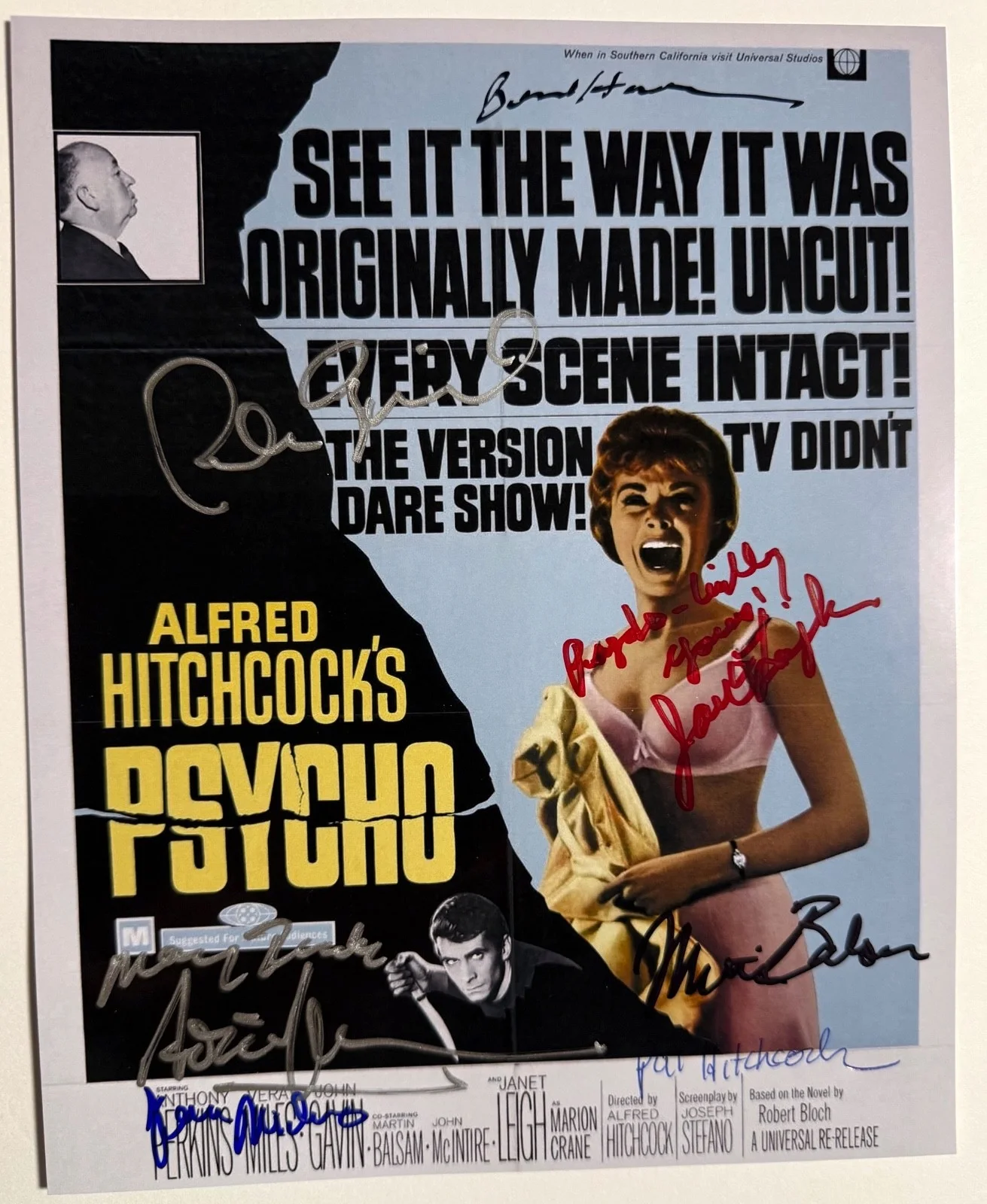 Cast — PSYCHO 8x10 photo signed ANTHONY PERKINS JANET LEIGH VERA MILES Horror Classic