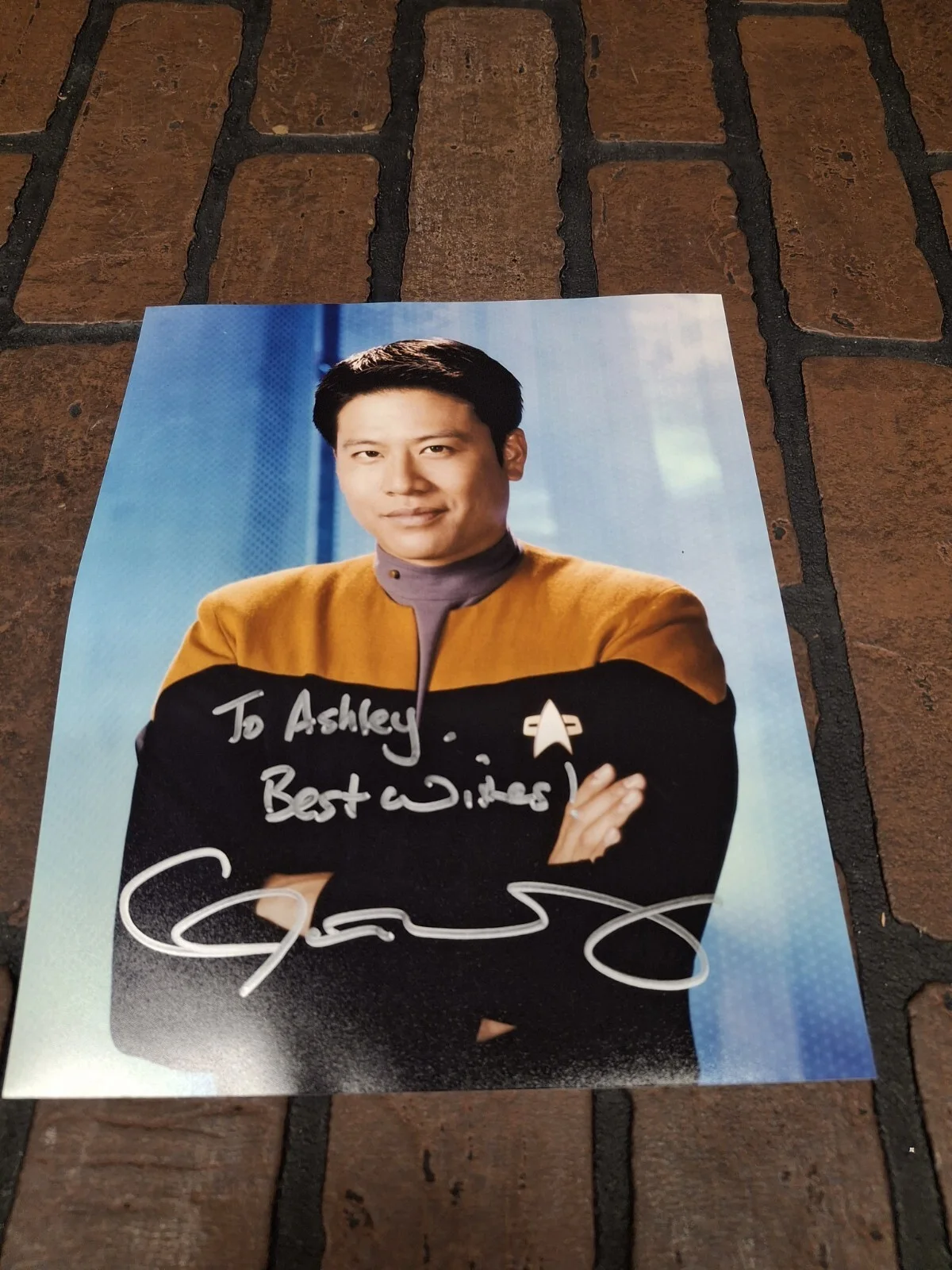 Garrett Wang — Star Trek: Voyager Garrett Wang Signed Authentic Photo Size 8" x 10" To Ashley