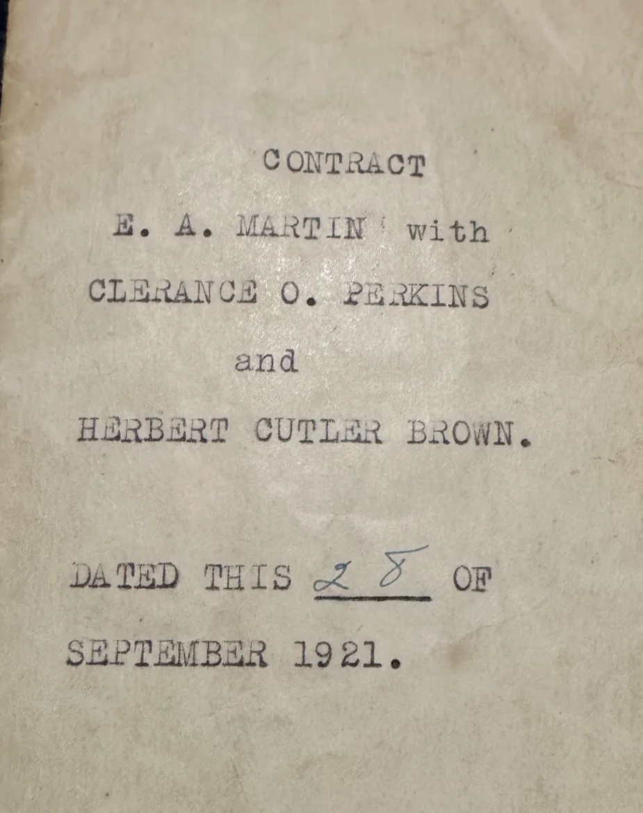 E. A. Martin, Clarance G. Perkins, Herbert Cutler Brown — E. A. Martin Notable Director Writer Silent Movies 1921 Autographed 4pg Contract, image 2
