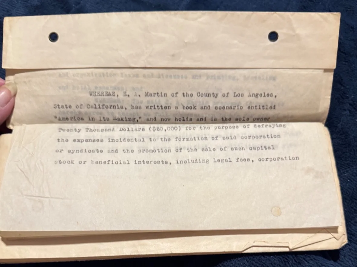 E. A. Martin, Clarance G. Perkins, Herbert Cutler Brown — E. A. Martin Notable Director Writer Silent Movies 1921 Autographed 4pg Contract, image 4