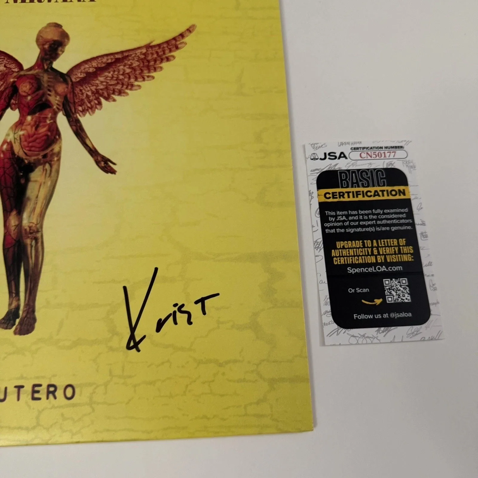 KRIST NOVOSELIC NIRVANA SIGNED IN UTERO VINYL RECORD JSA COA, image 2