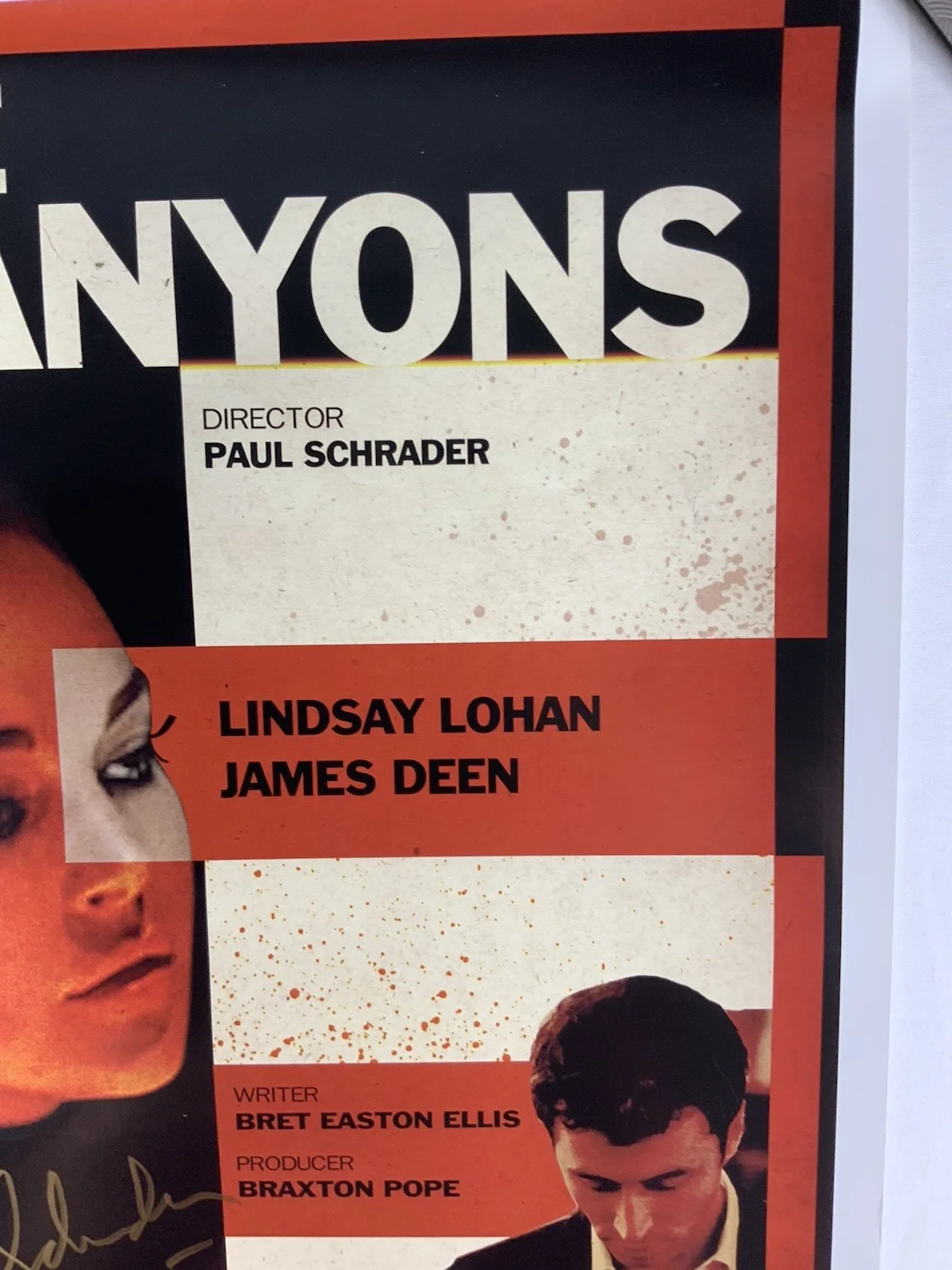 The Canyons Paul Schrader Director Signed Autographed13" X 19" Poster Rare, изображение 4