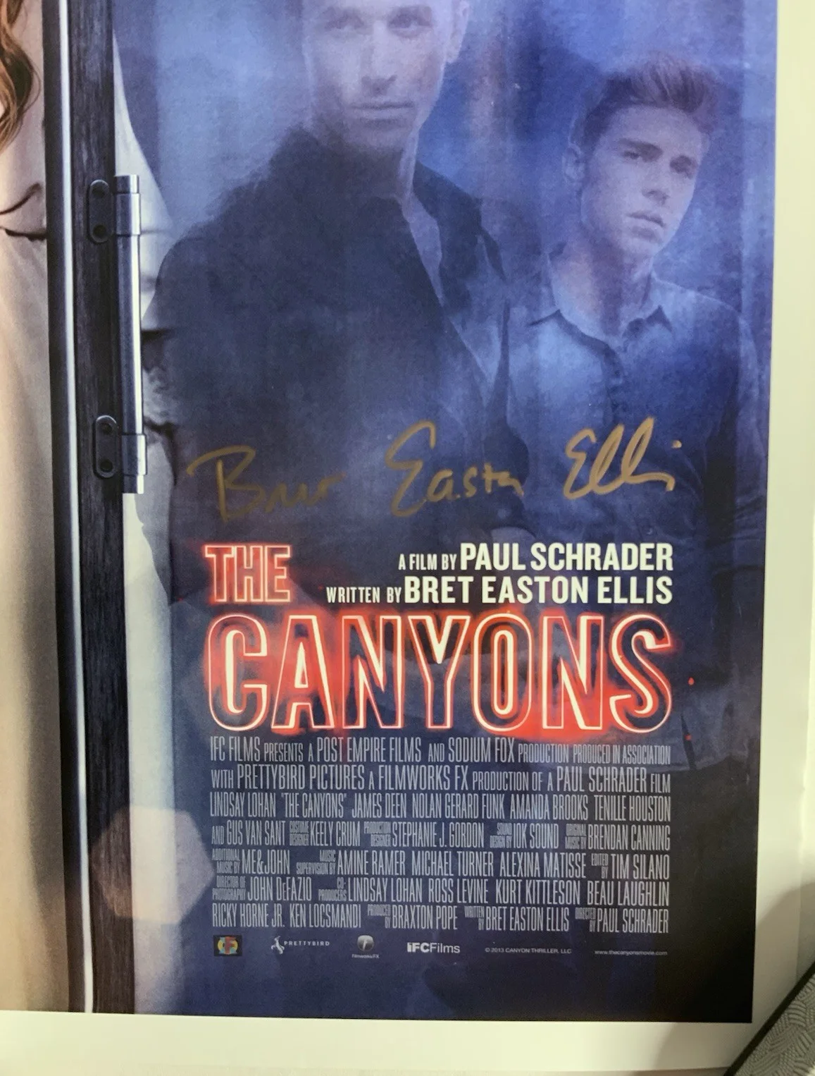 The Canyons Bret Easton Ellis Writer Signed Autographed13" X 19" Poster Rare, изображение 2