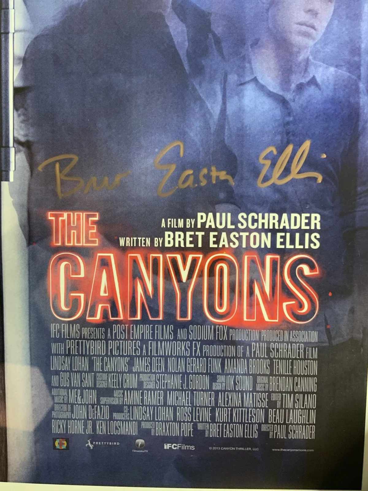 The Canyons Bret Easton Ellis Writer Signed Autographed13" X 19" Poster Rare, изображение 4
