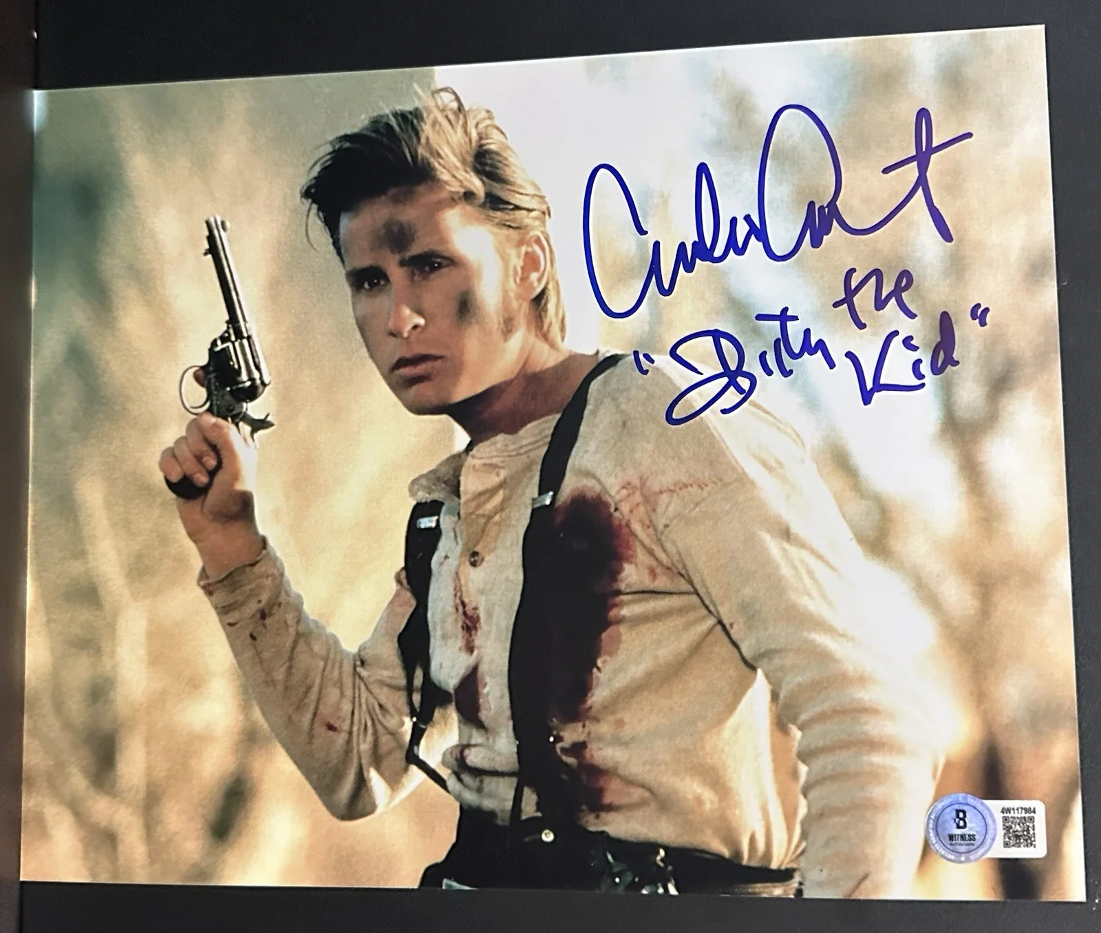 Emilio Estevez — Emilio Estevez Autographed Young Guns 8x10 Photograph Billy The Kid ! BAS W