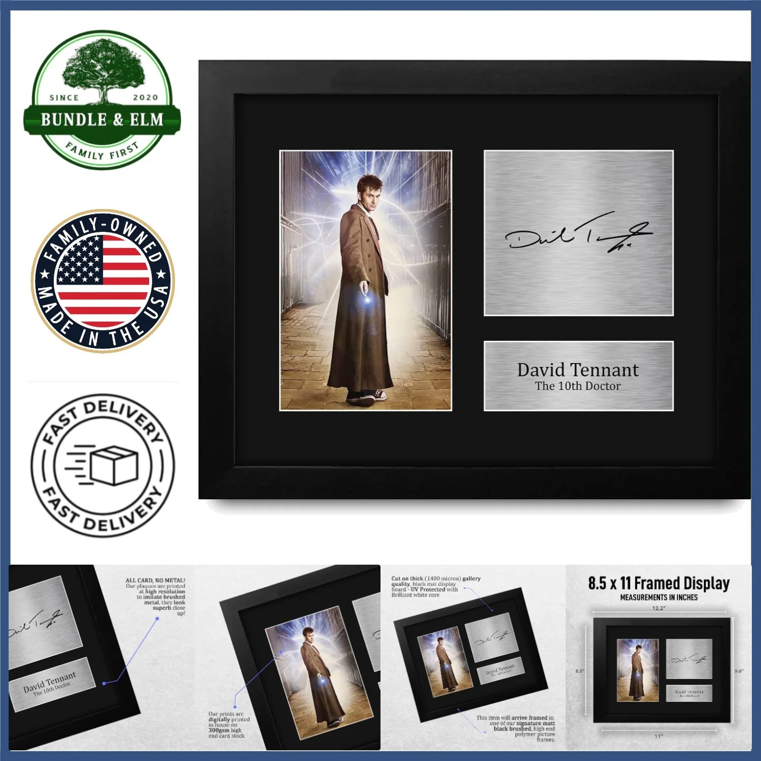 David Tennant — Stylish Black Framed Signed Picture of Tenth Doctor for Collectors