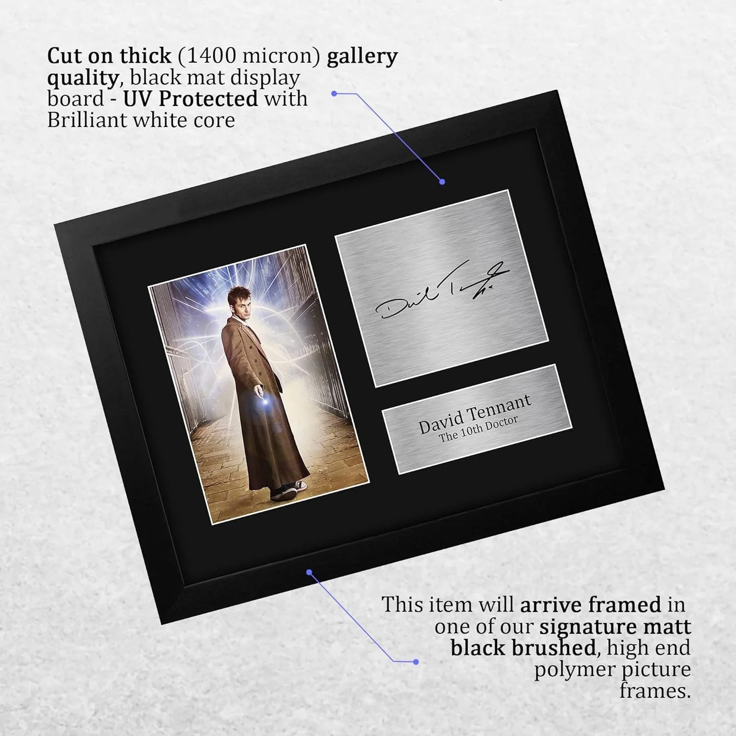 David Tennant — Stylish Black Framed Signed Picture of Tenth Doctor for Collectors, изображение 5