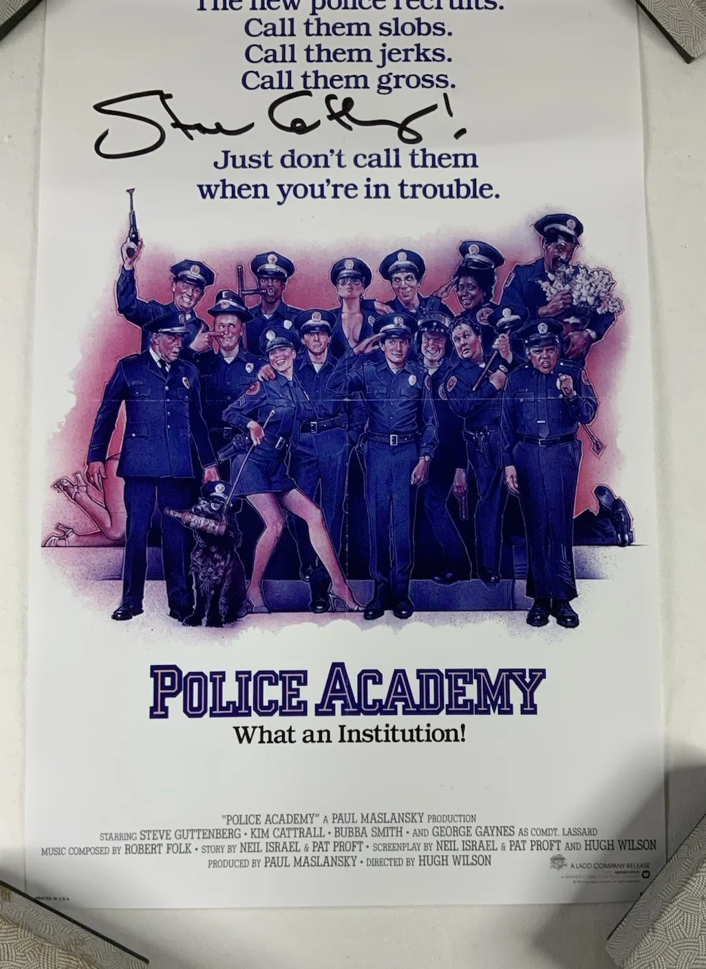 STEVE GUTTENBERG SIGNED Autographed POLICE ACADEMY 12" X 18" POSTER Rare, изображение 3