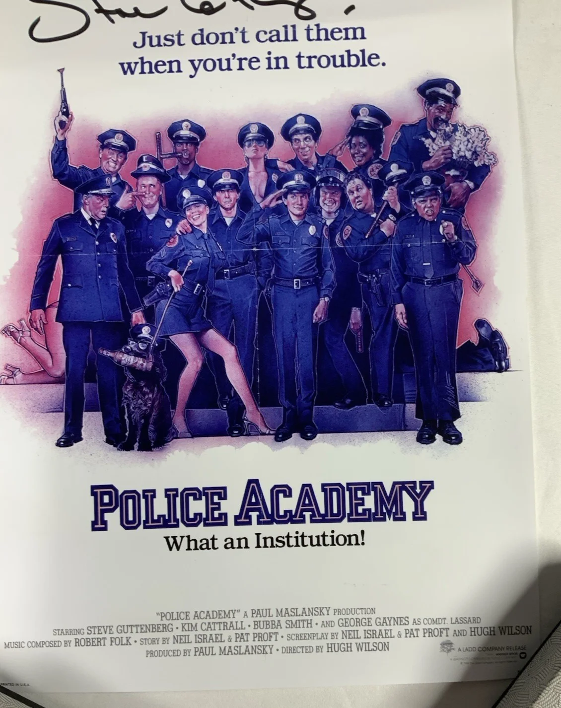 STEVE GUTTENBERG SIGNED Autographed POLICE ACADEMY 12" X 18" POSTER Rare, изображение 5
