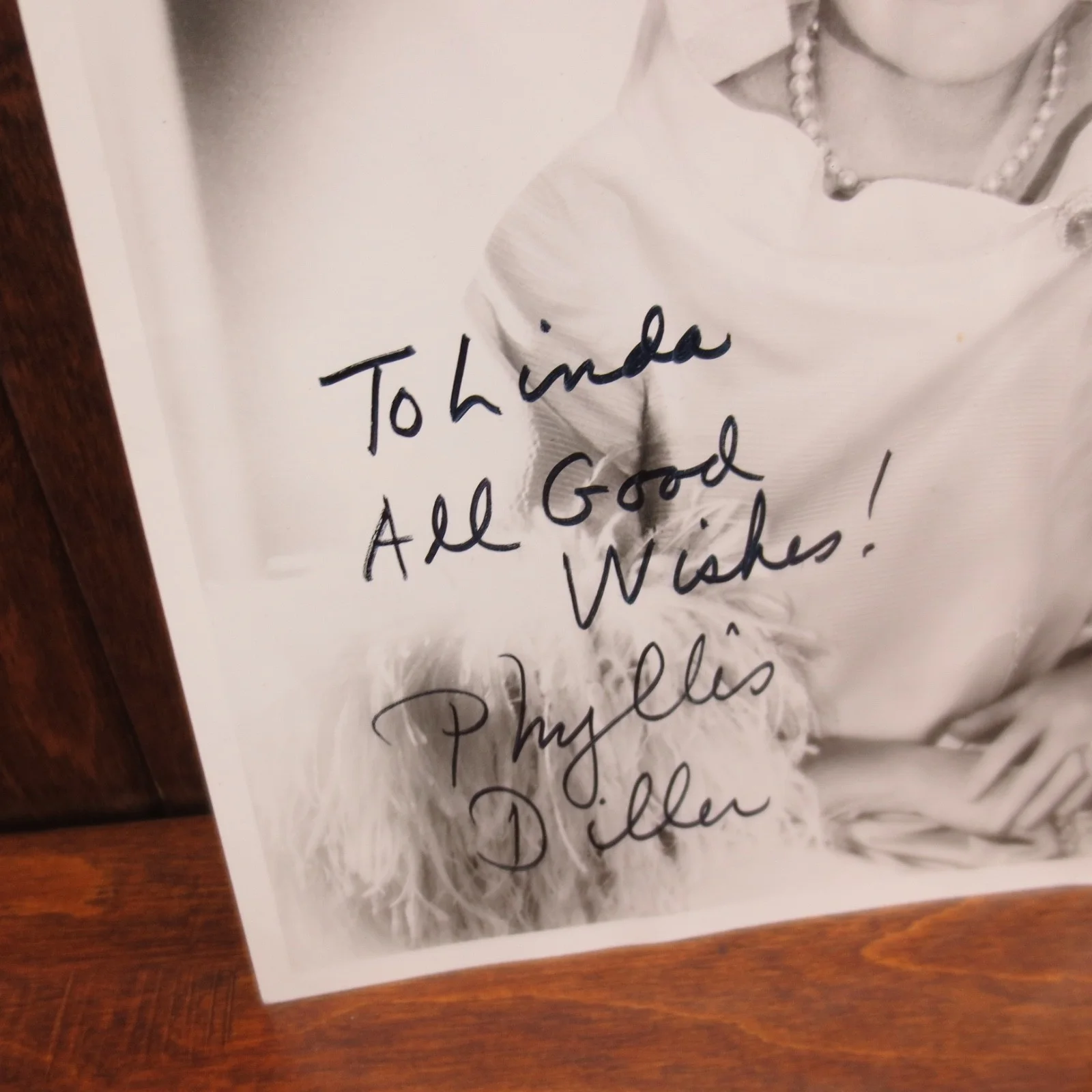 Phyllis Diller — Phyllis Diller Signed Autographed 8” X 10” Black & White, image 2