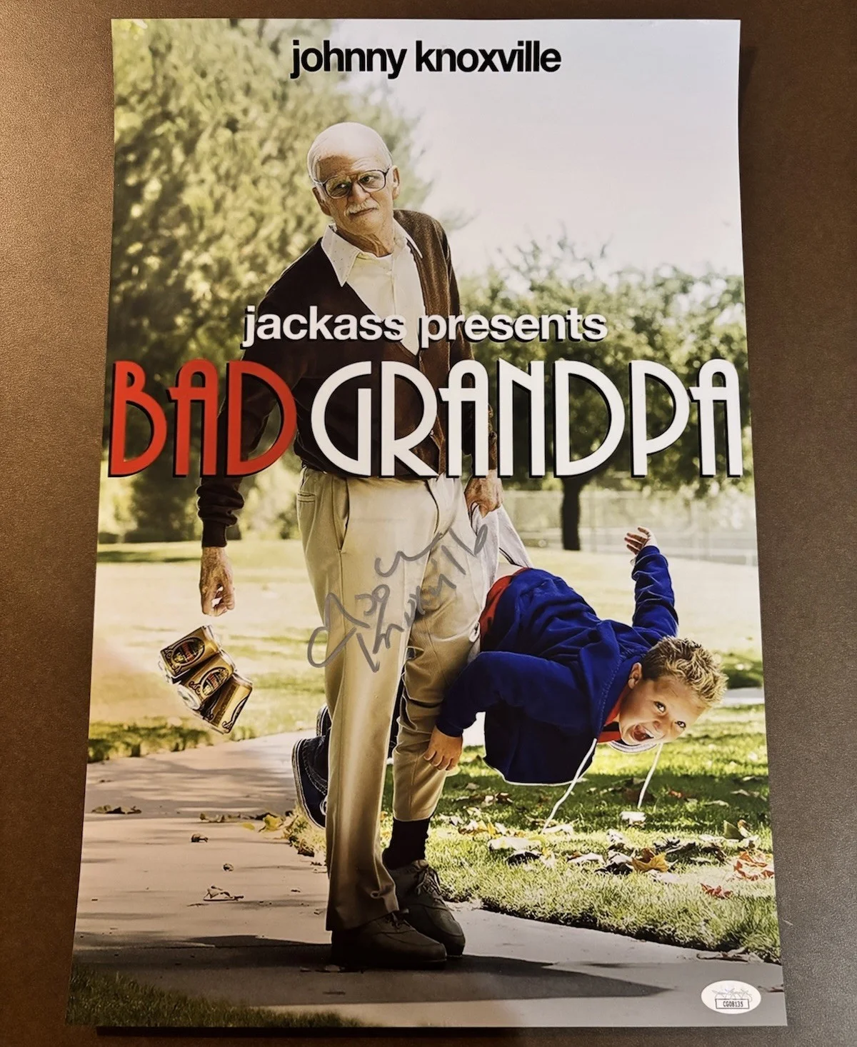 Johnny Knoxville — Johnny Knoxville Signed Poster 12x18 Bad Grandpa JSA Authentic Autograph