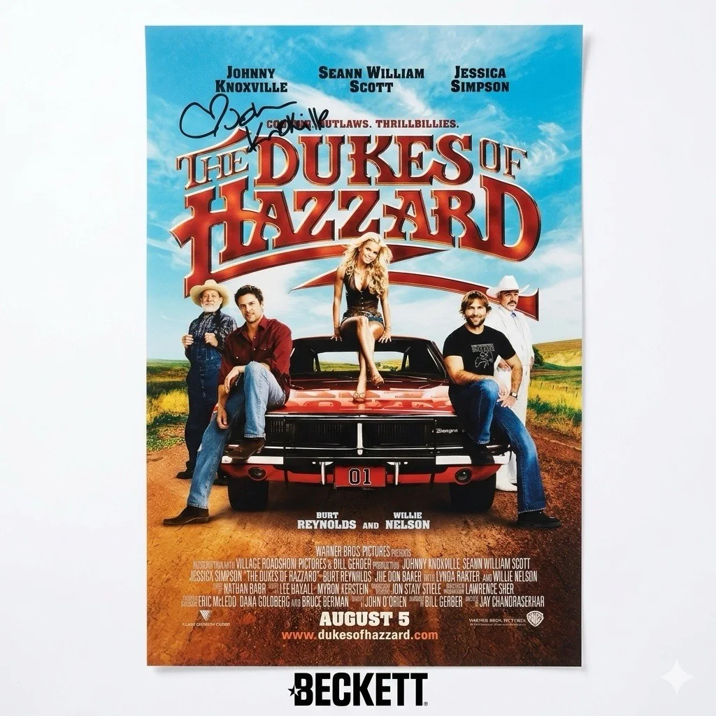 Johnny Knoxville — Johnny Knoxville Signed Dukes Of Hazard Poster 12x18 Autograph Beckett Authentic
