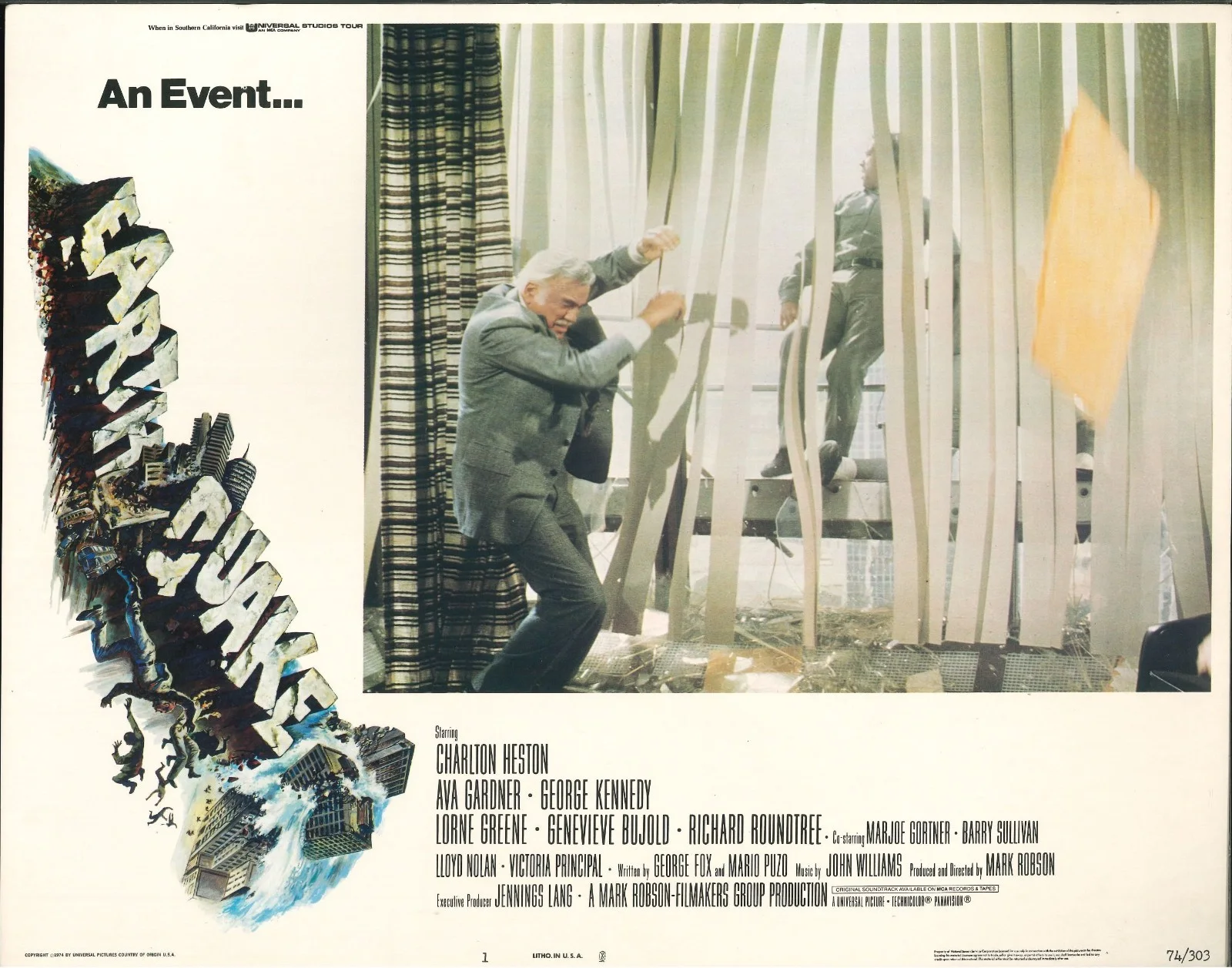 Earthquake 7x ORIGINAL US Lobby Cards Charlton Heston Ava Gardner 1974, image 3