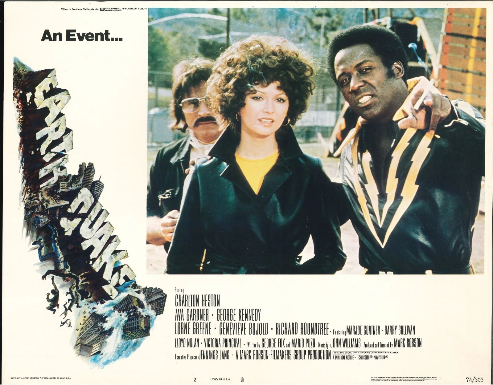 Earthquake 7x ORIGINAL US Lobby Cards Charlton Heston Ava Gardner 1974, image 4