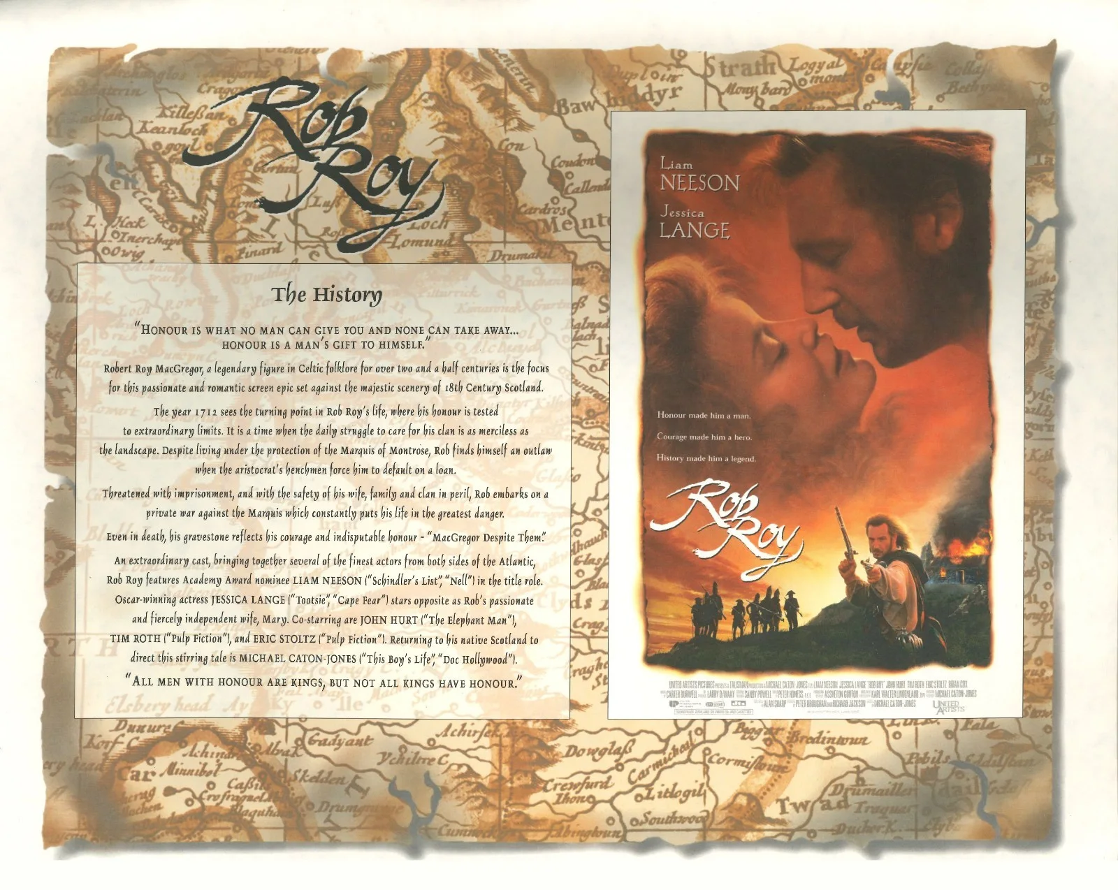 Rob Roy 9x ORIGINAL Deluxe US Lobby Cards Liam Neeson Jessica Lange Tim Roth '95, image 2