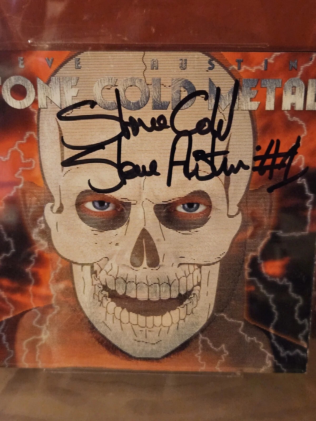 STONE COLD STEVE AUSTIN METAL CD COVER AUTOGRAPHED BECKETT AUTHENTIC AUTO WWF, image 2