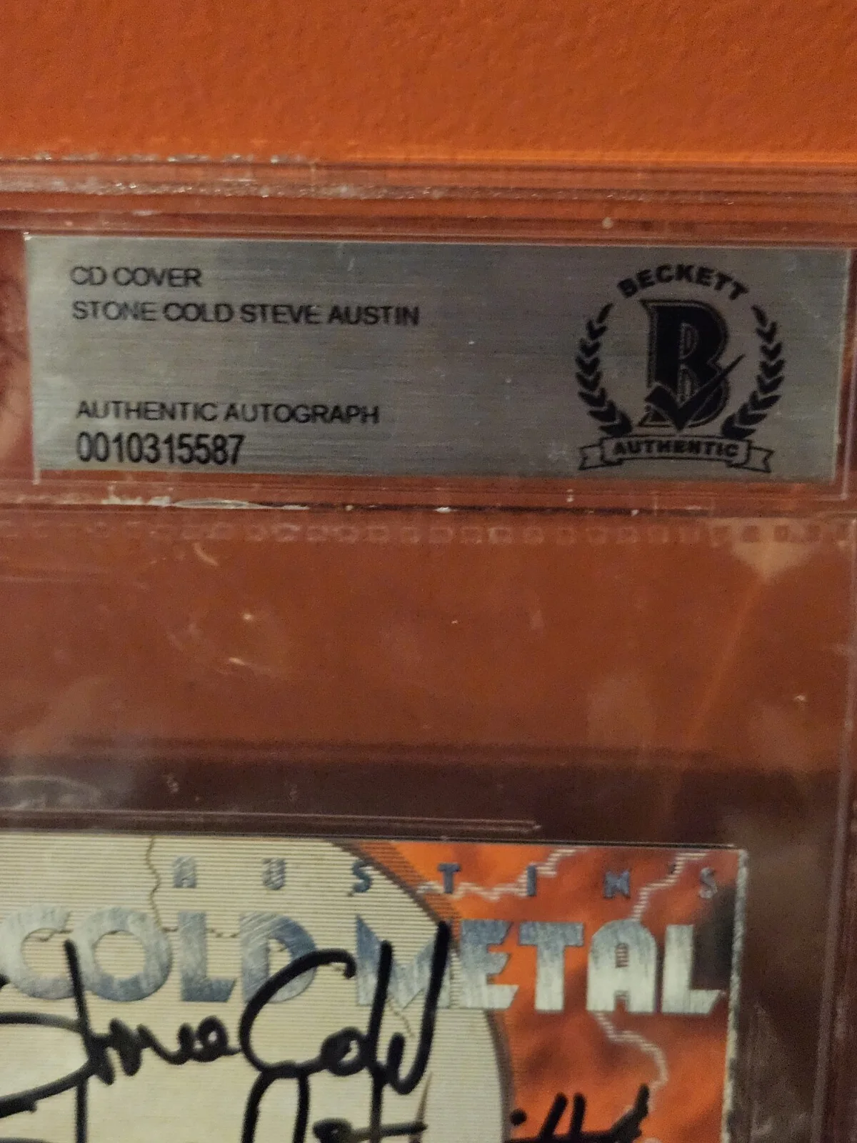STONE COLD STEVE AUSTIN METAL CD COVER AUTOGRAPHED BECKETT AUTHENTIC AUTO WWF, image 3