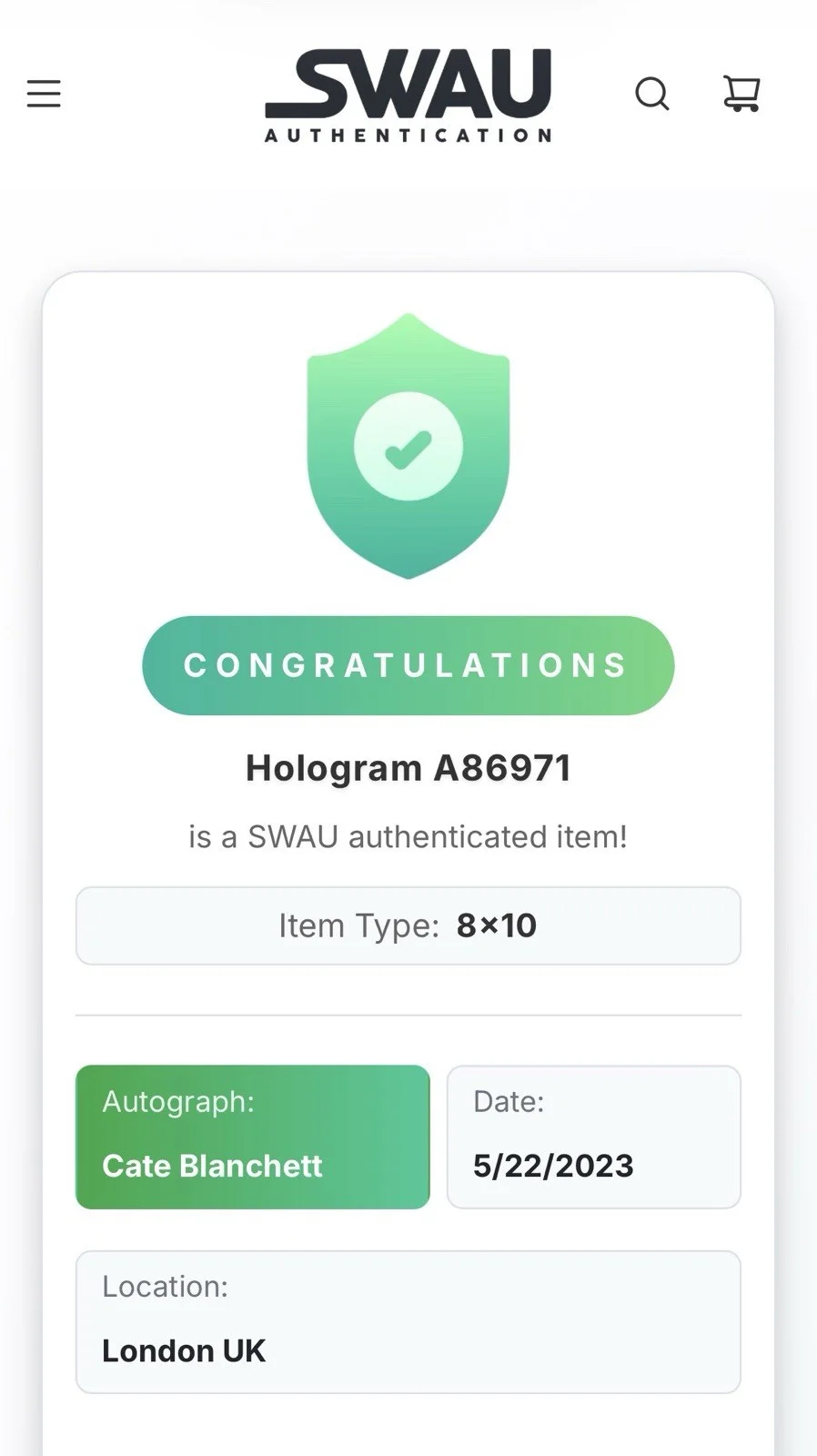 Cate Blanchett Signed 8x10 Auto - Hela/ Thor SWAU Certified COA -Green Ink, изображение 3