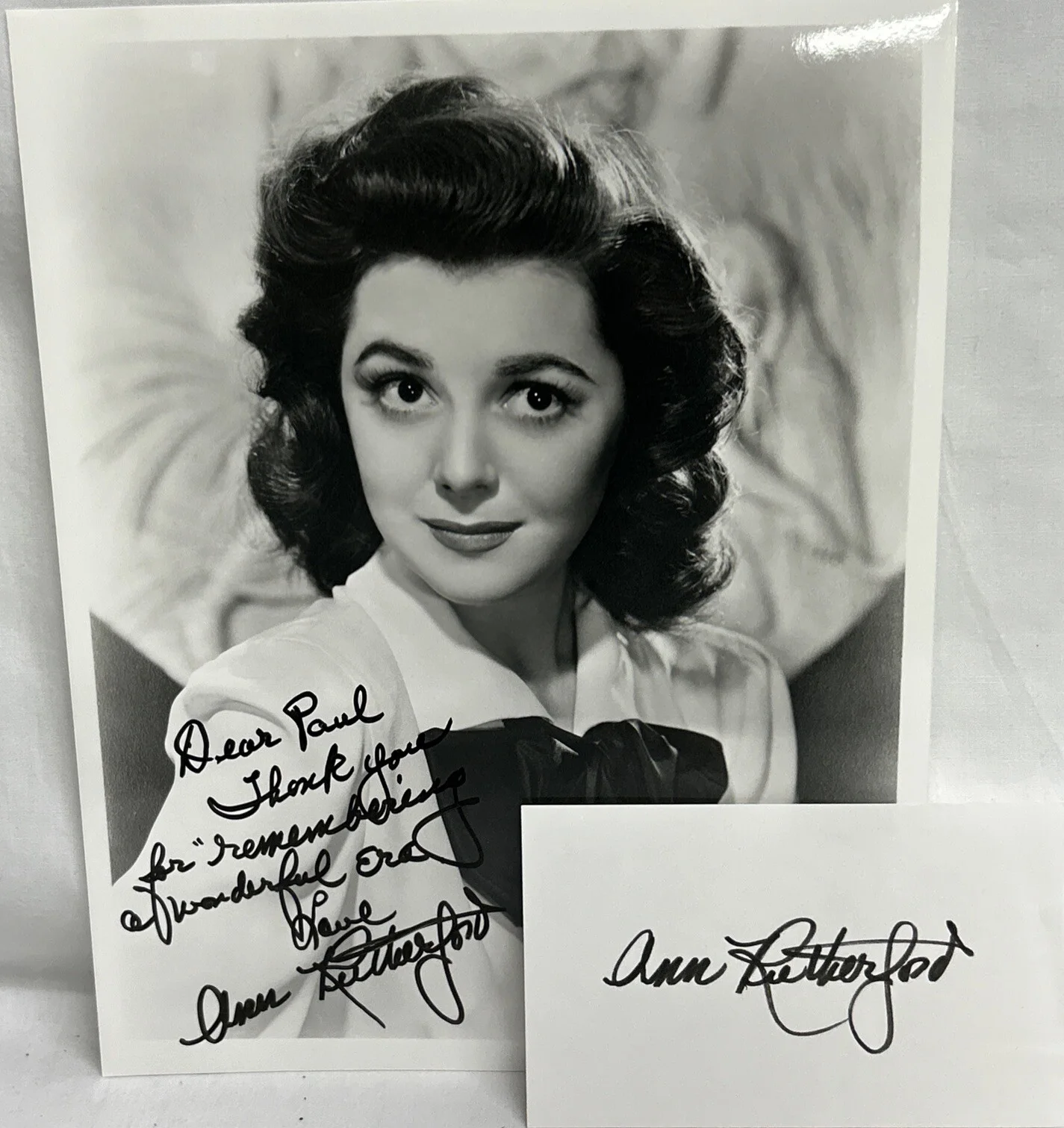 Ann Rutherford — Ann Rutherford Canadian-Born American Actress B/W Picture & Signature Index Card