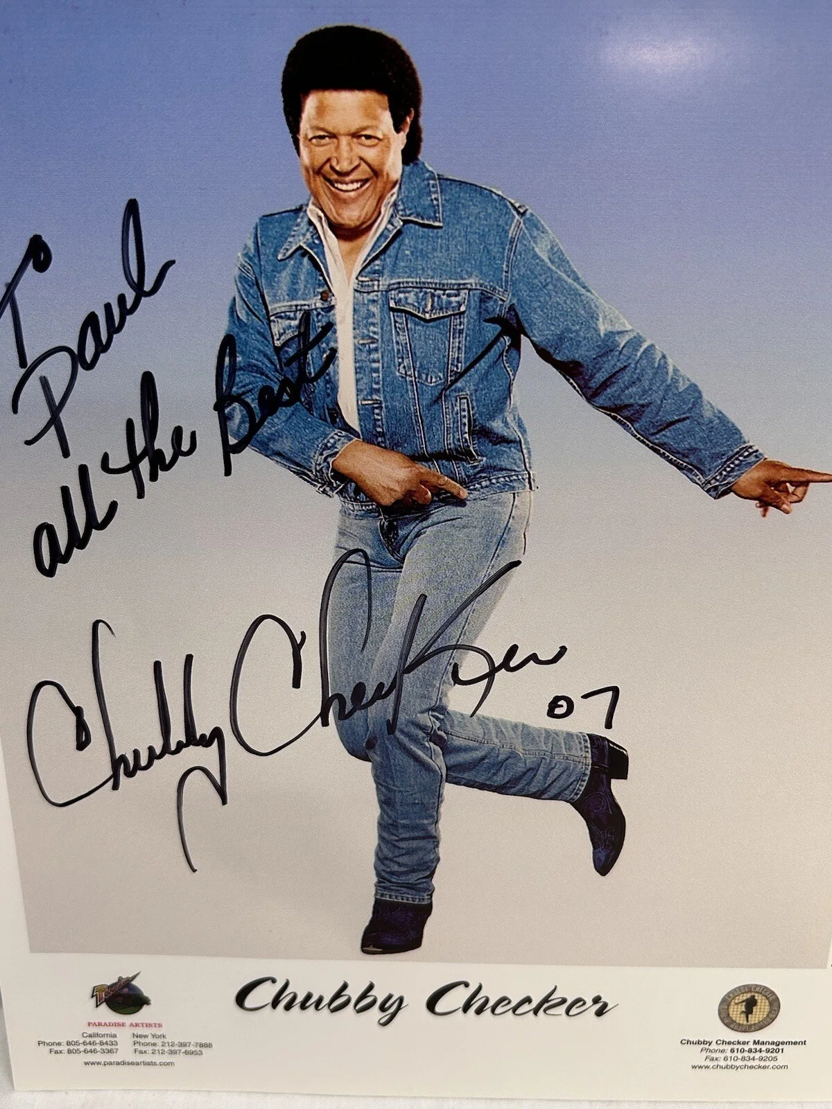 Chubby Checker — Chubby Checker American Singer Dancer 8x10 Colored Picture Signed Personalize