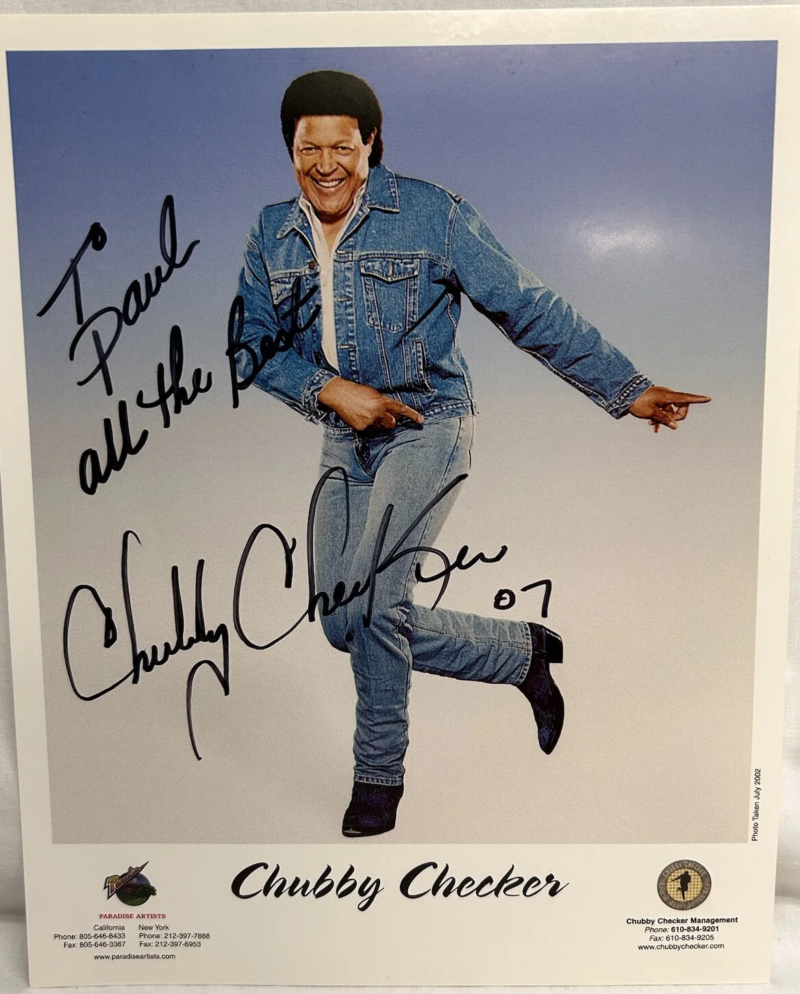 Chubby Checker — Chubby Checker American Singer Dancer 8x10 Colored Picture Signed Personalize, изображение 2