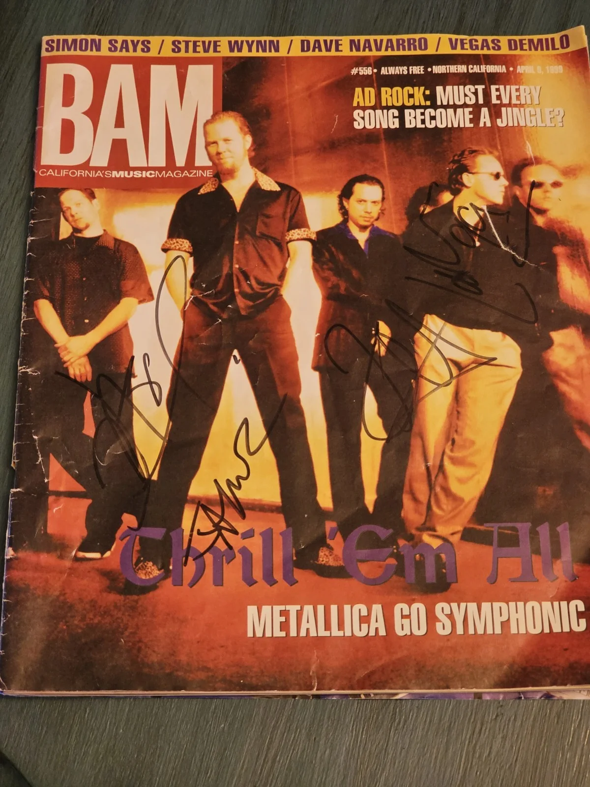 METALLICA SIGNED BAM MAGAZINE (APRIL 1, 1999) All 4 Band Members, Ultra Rare!!!!, изображение 2