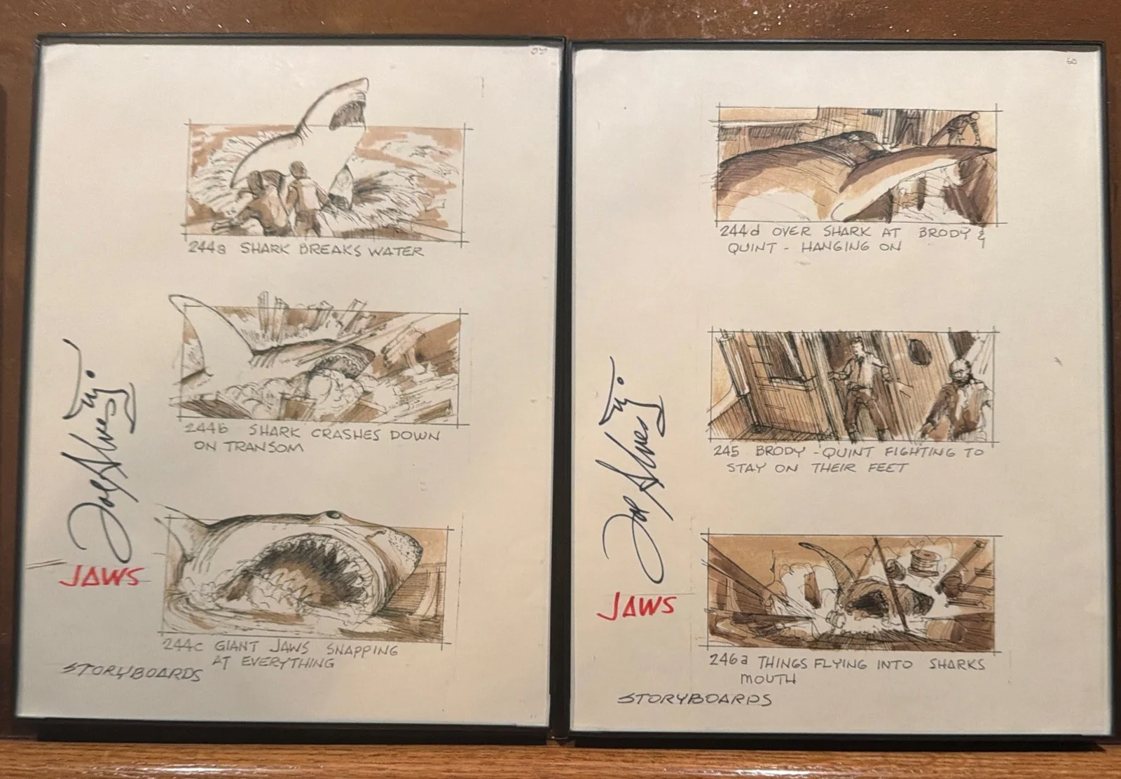 Joe Alves — 9 JAWS Storyboards Signed By Joe Alves Autographed and Illustrated! SO RARE