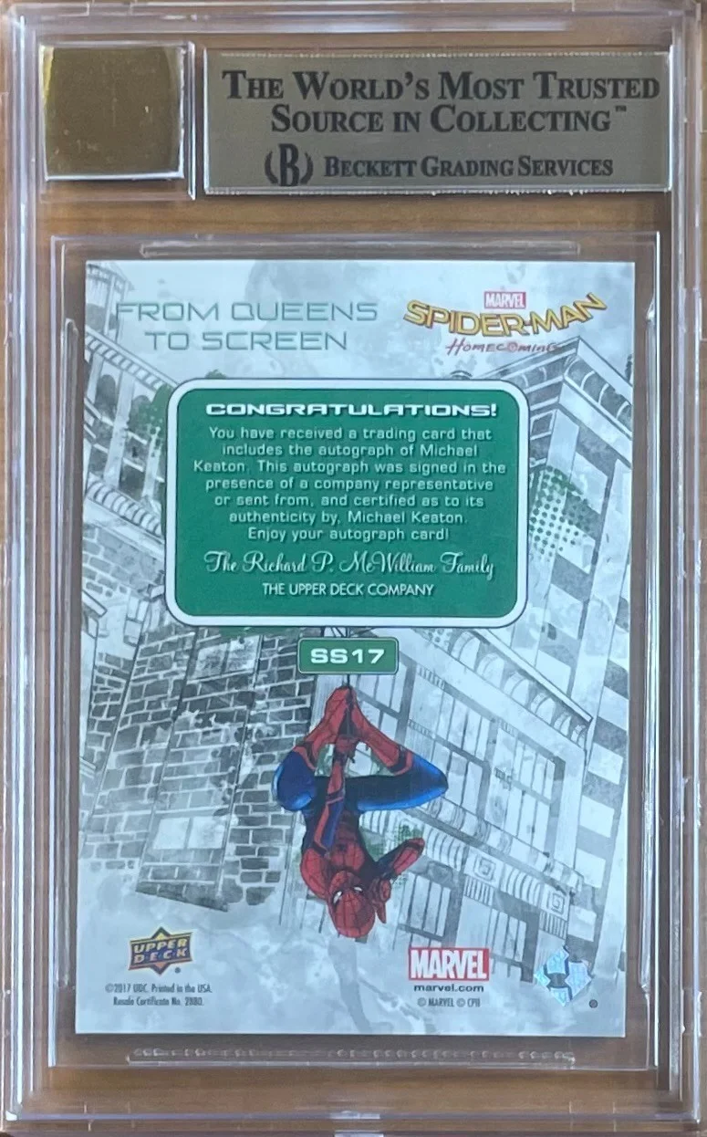 MICHAEL KEATON — MICHAEL KEATON 2017 SPIDER-MAN HOMECOMING QUEENS TO SCREEN BGS GEM 9.5 AUTO 10, изображение 2