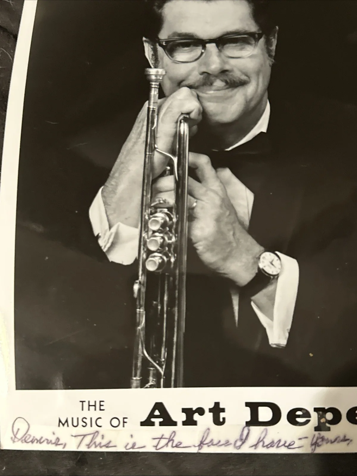 Autographed Publicity Photo Head Shot Of Jazz Trumpeter ART DEPEW, изображение 2