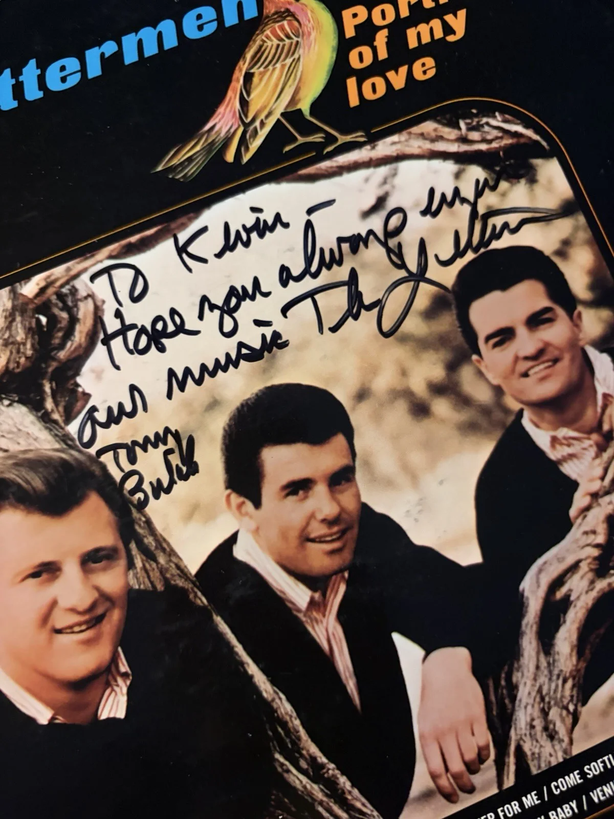 Tony Butala Signed The Letterman Portrait Of My Love LP Autographed, изображение 2