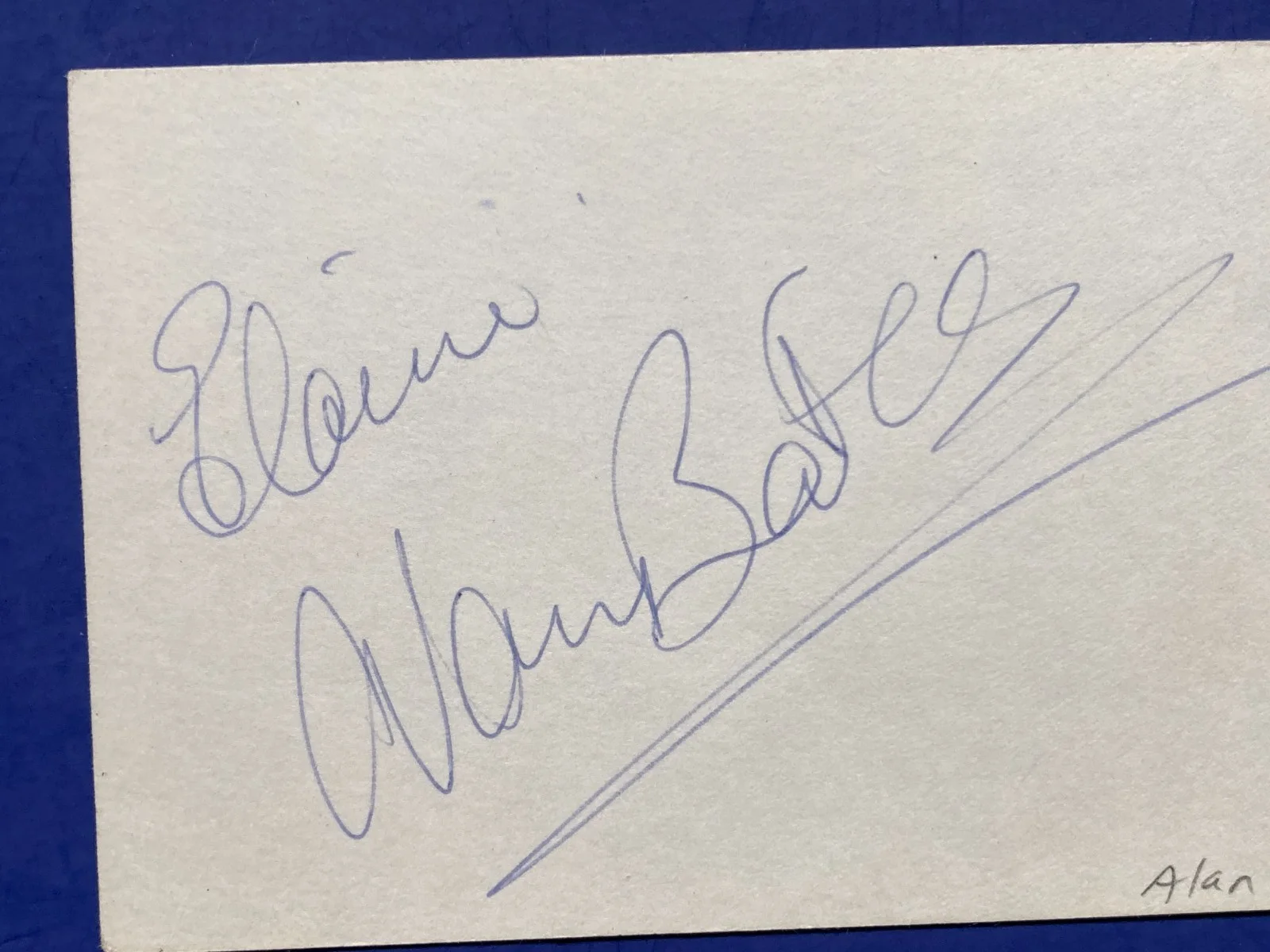 Alan Bates — Alan Bates Signed 3x5 Index Card Autograph, image 2