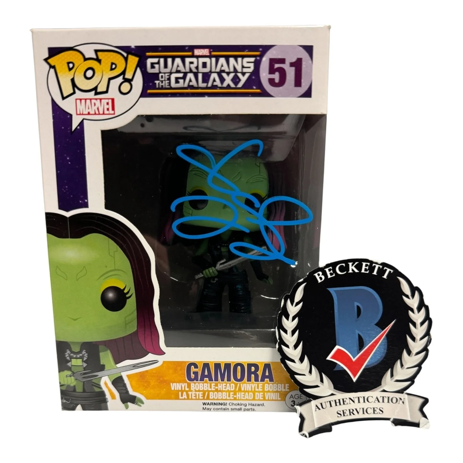 ZOE SALDANA — ZOE SALDANA SIGNED AUTOGRAPH GUARDIANS OF THE GALAXY FUNKO POP 51 BECKETT BAS